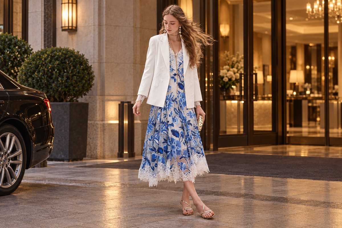 Elegant jackets styled with formal dresses