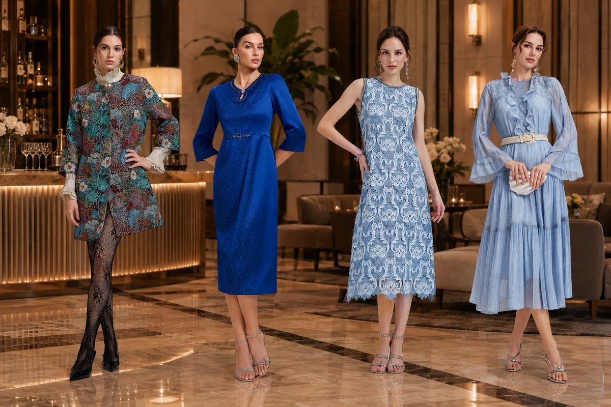 Elegant short formal dress styled for an evening event