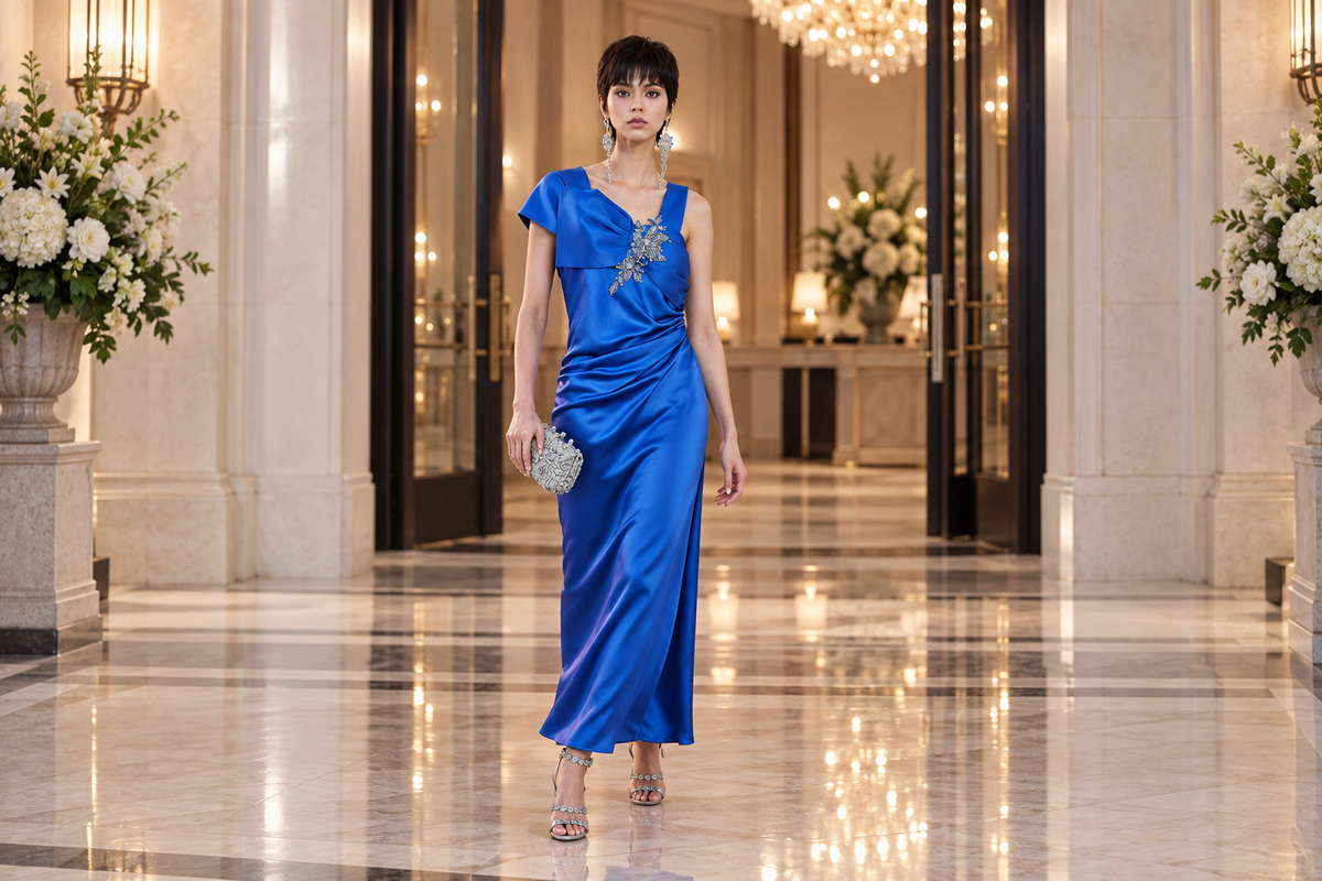 Shoe colors styled with a navy formal dress