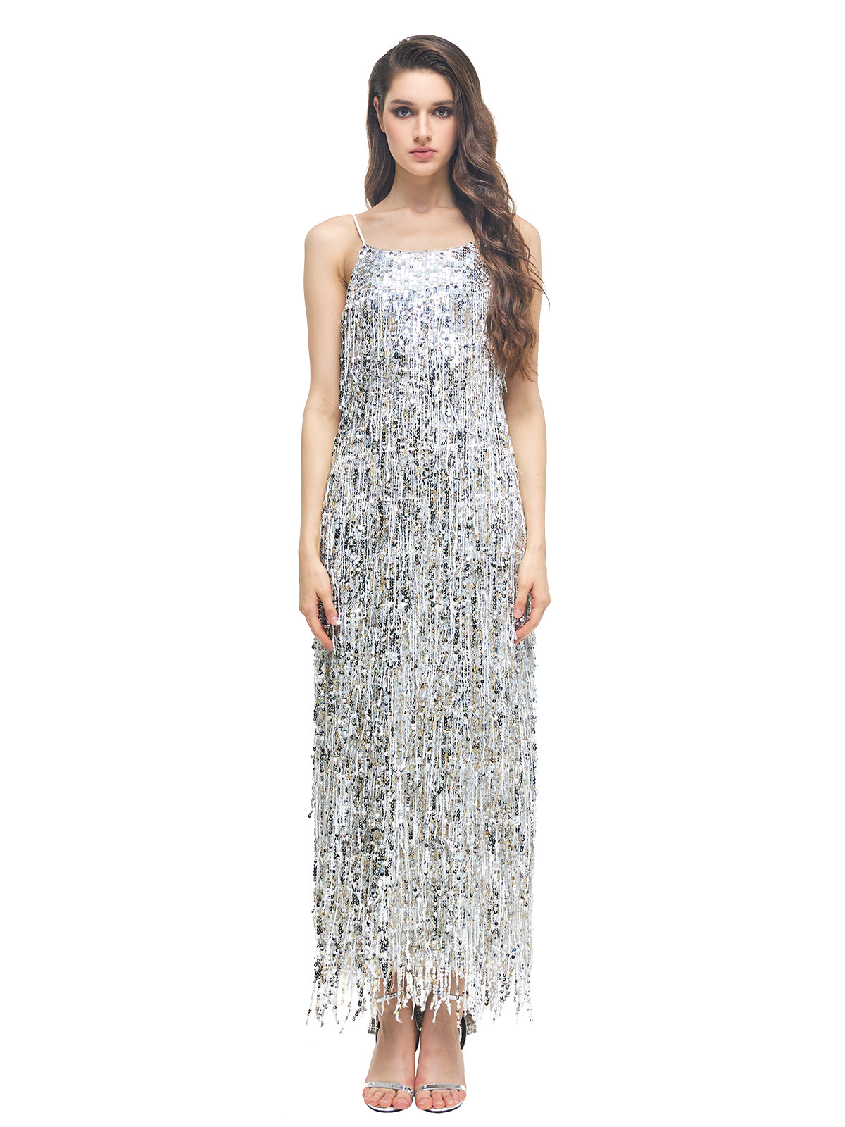 Final Sale | Tassel Sequin Maxi Slip Dress