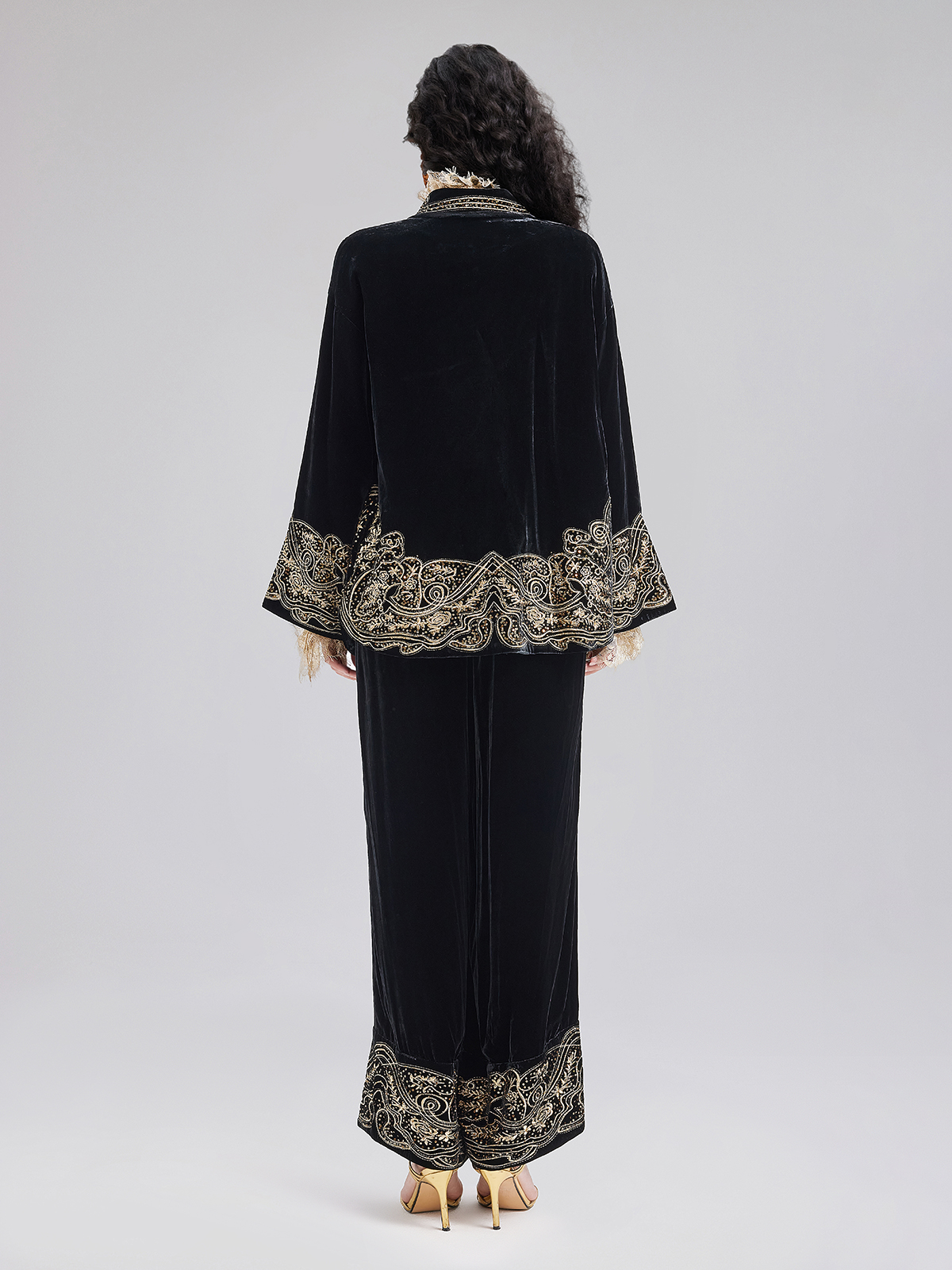 Final Sale | Luxe Velvet Embroidered Set (Belt Not Included)