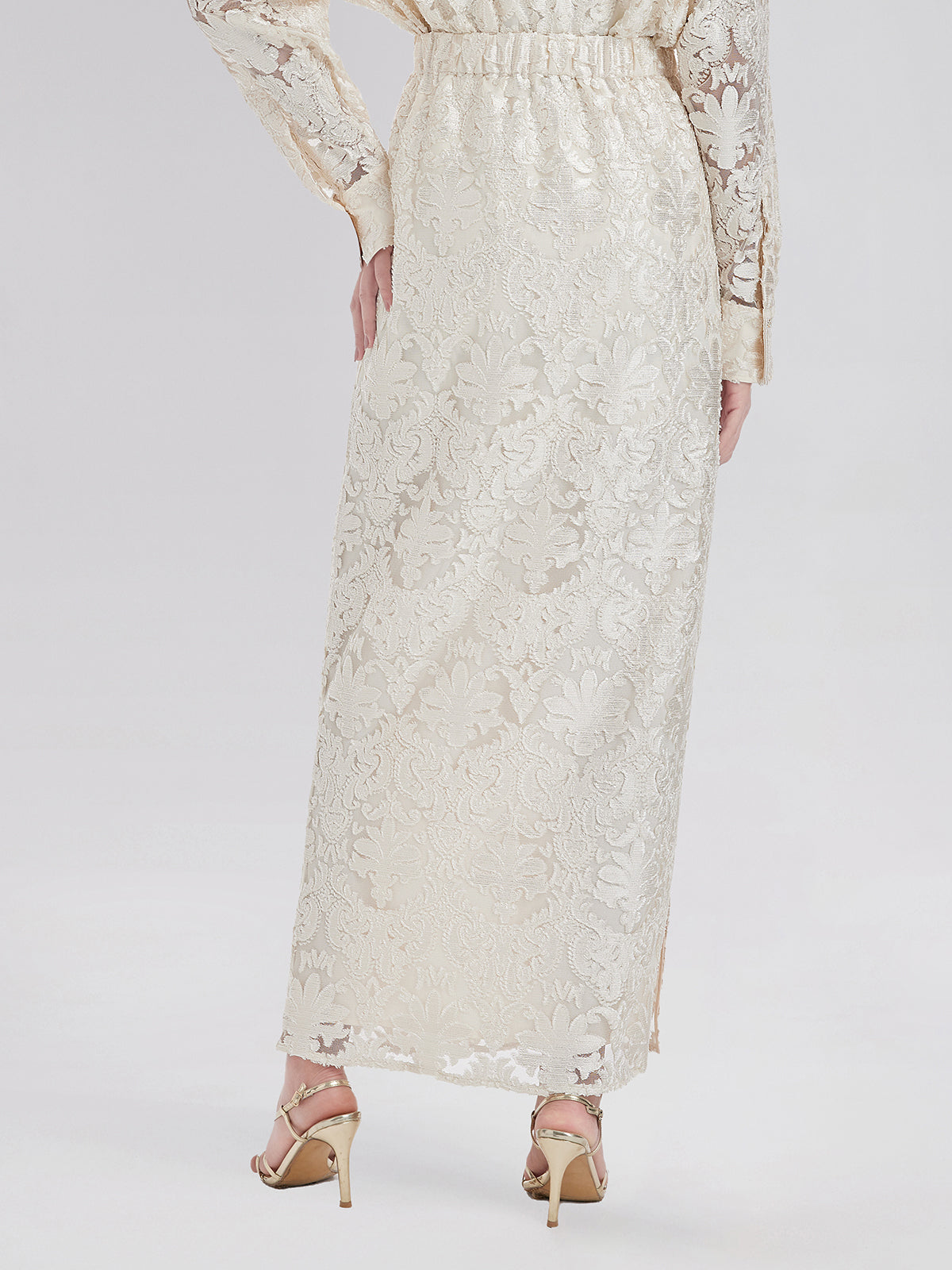 Modern Chinese Burnout Midi Skirt