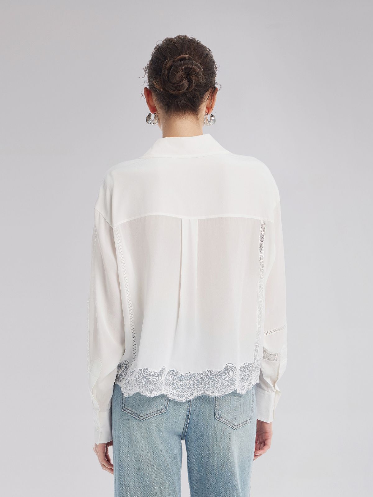 Lace Mesh Patchwork Blouse