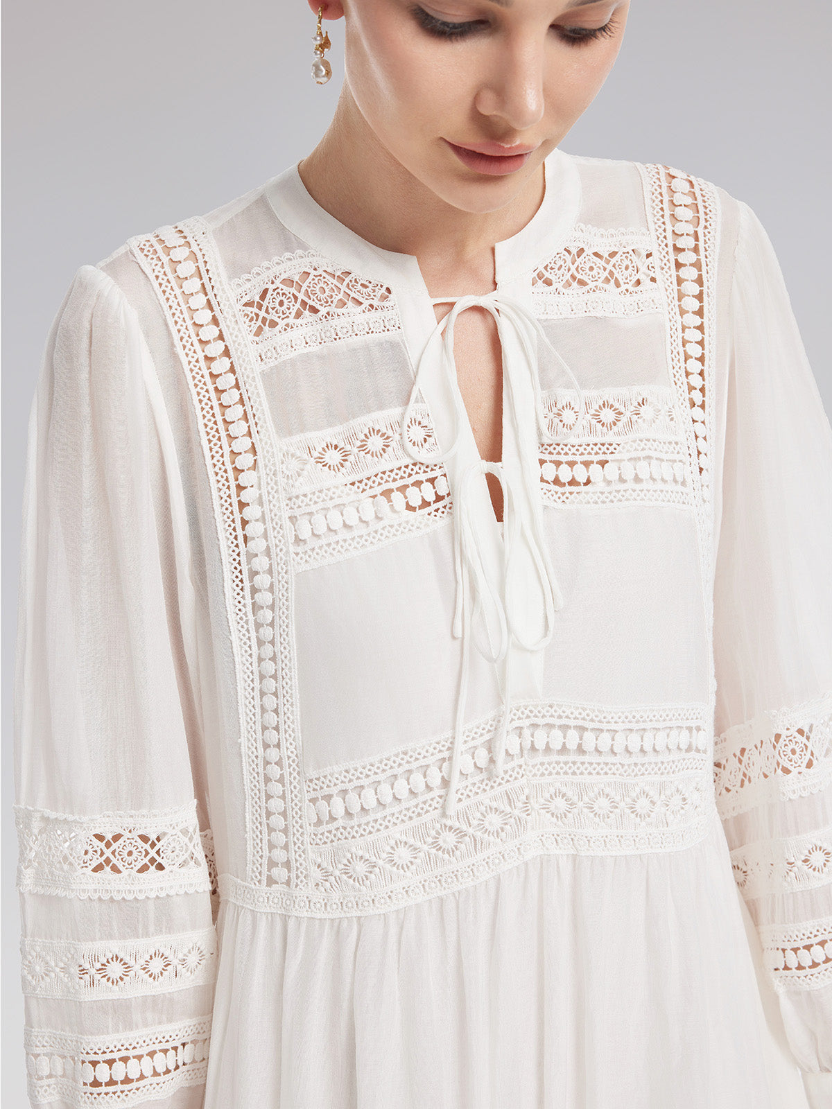 Final Sale | Cutout Embroidered Lacing Dress