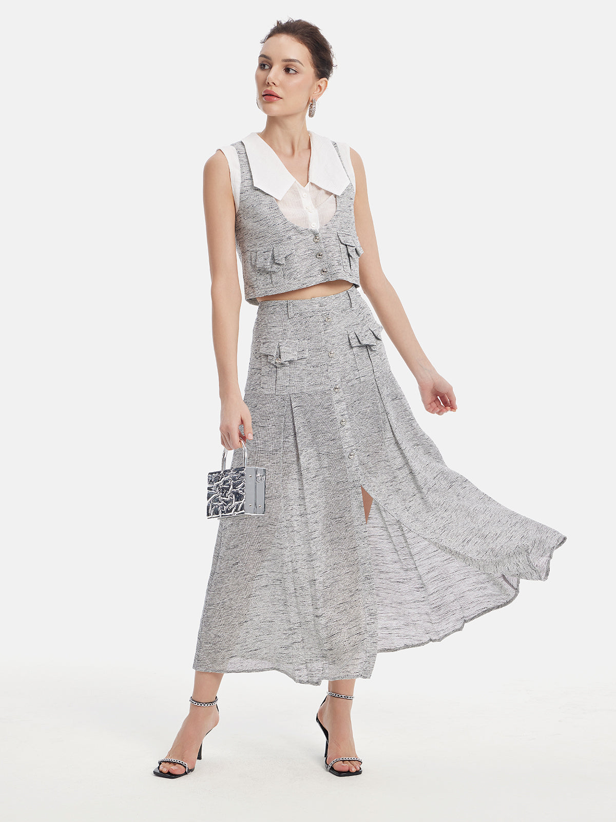 Final Sale | Light Grey Artistic Layered Top