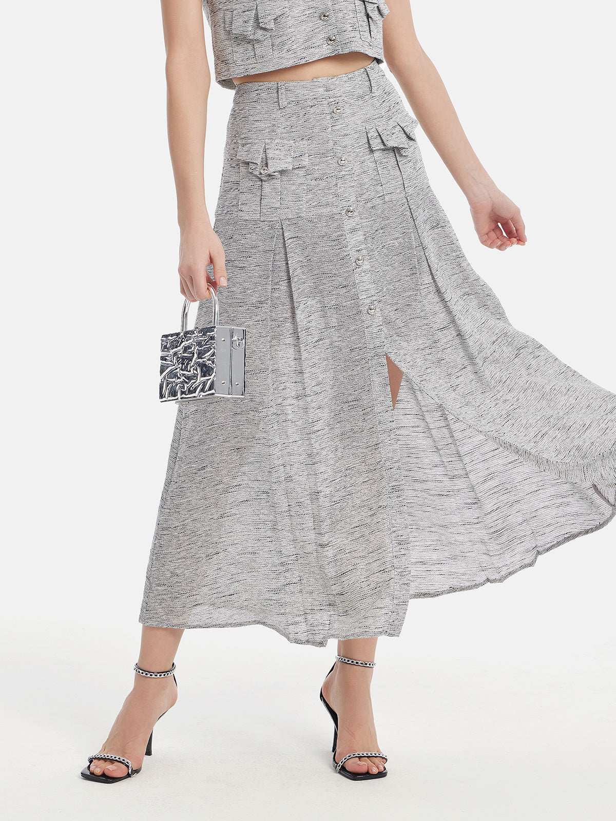 Final Sale | Light Grey Minimalist A-line Skirt