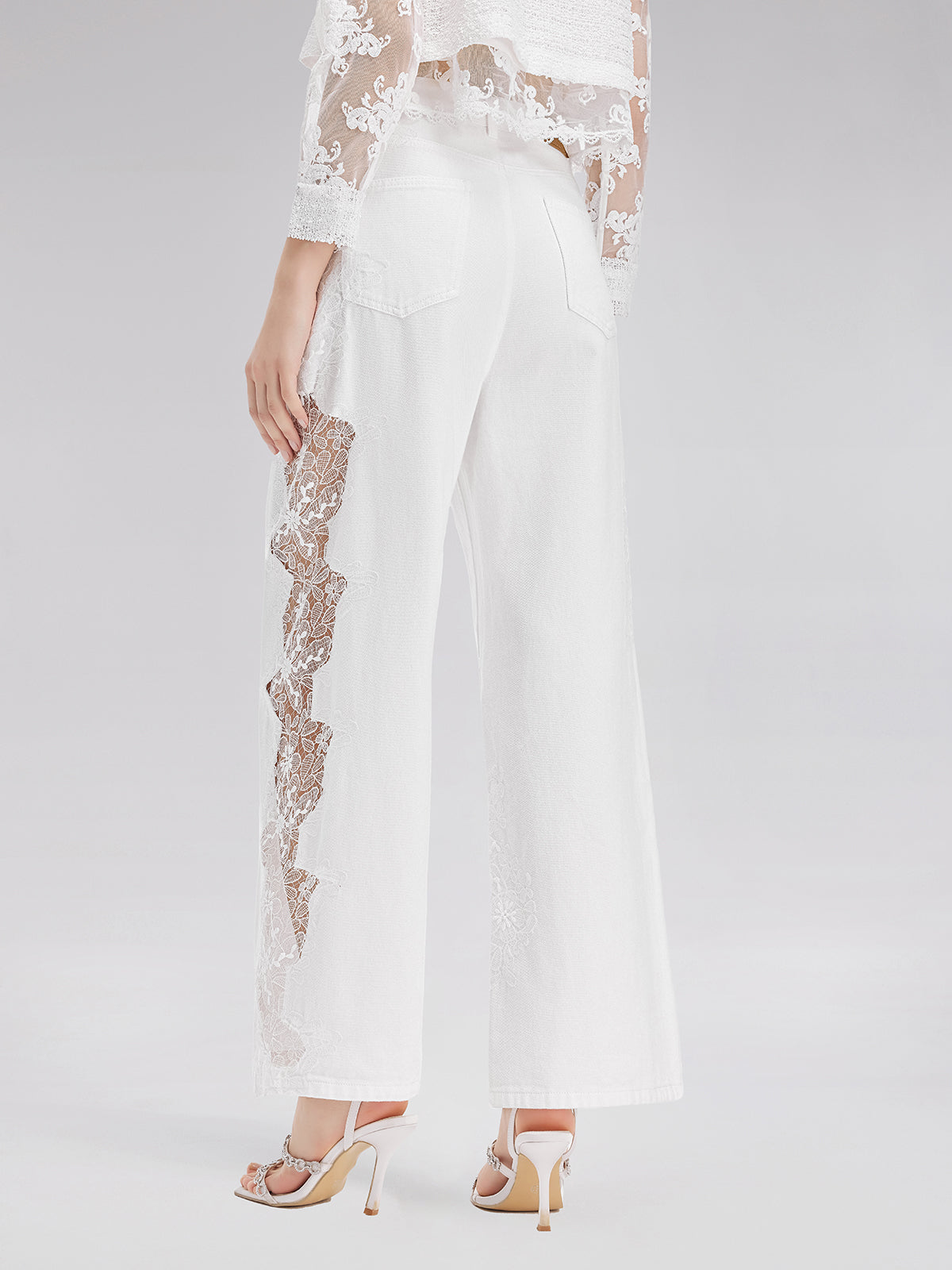Lace Embroidery Patchwork Jeans