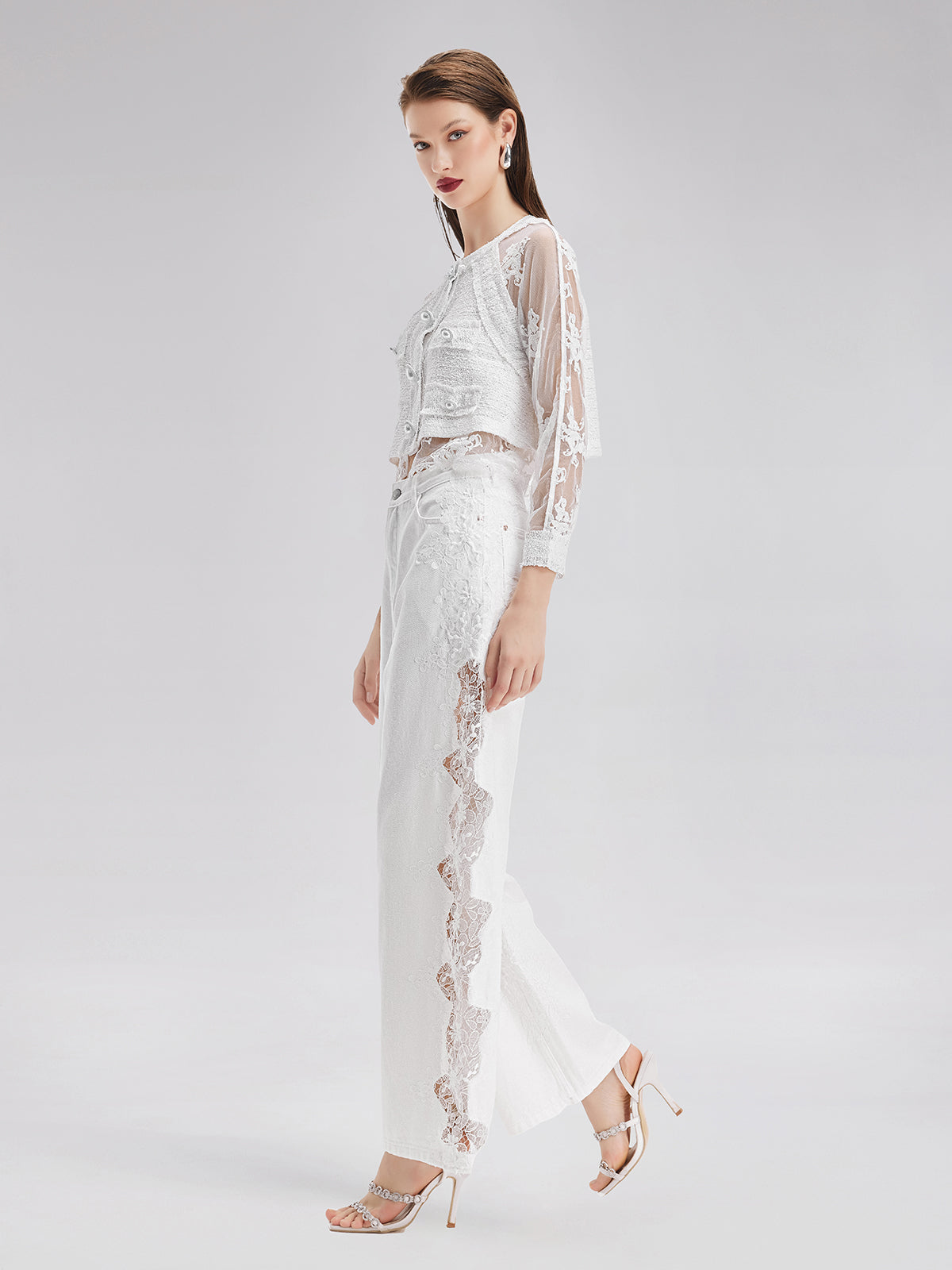 Lace Embroidery Patchwork Jeans