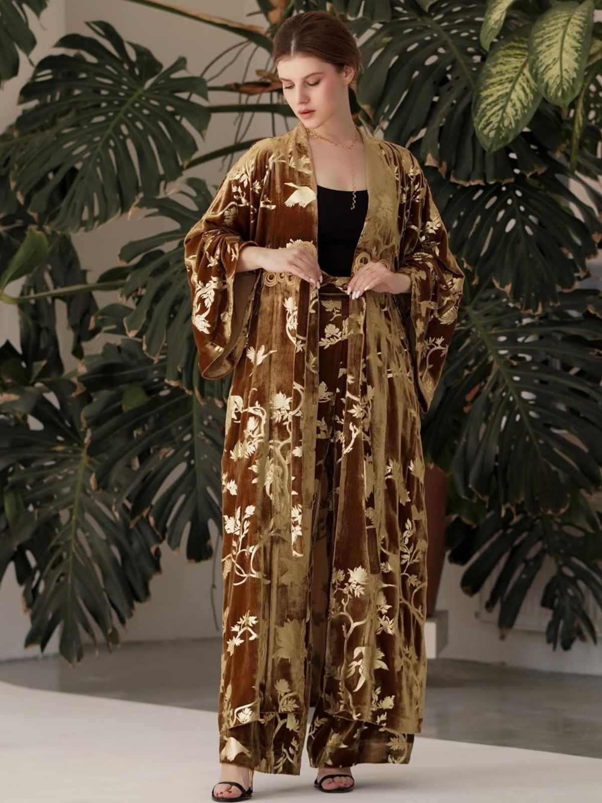 Final Sale | Gold Silk Foil Velvet Jacket