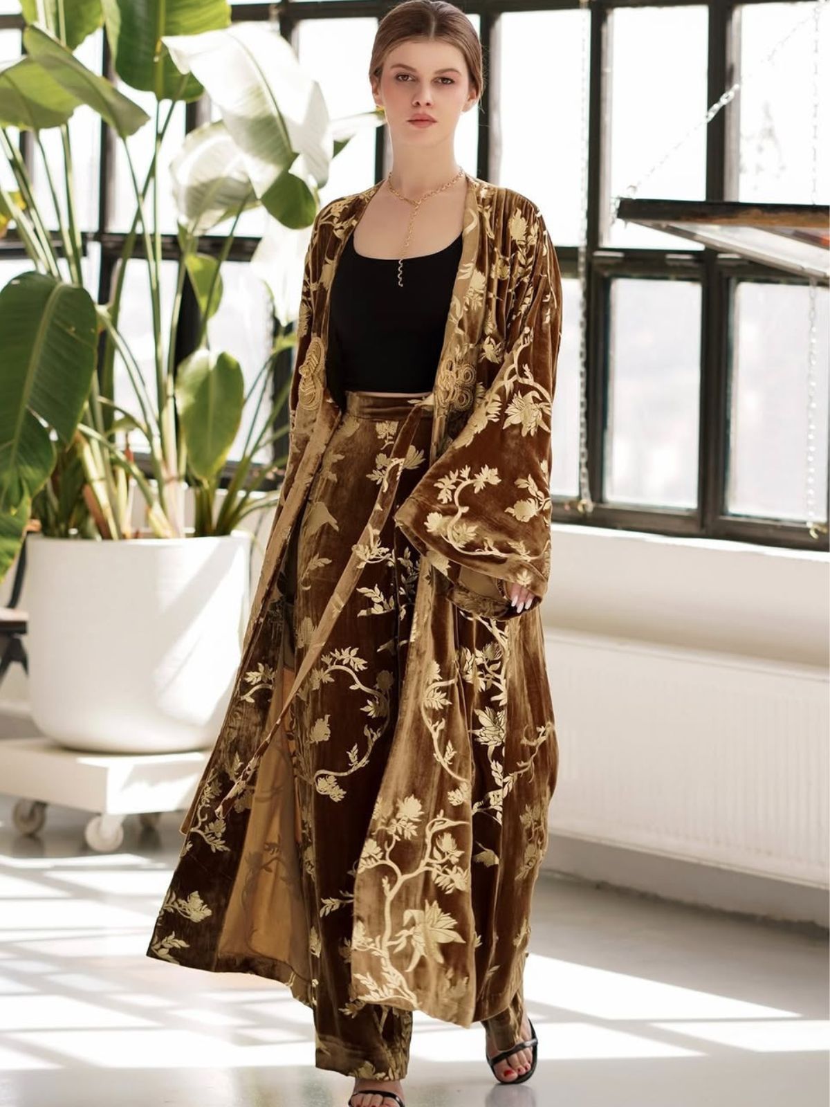 Final Sale | Gold Silk Foil Velvet Jacket