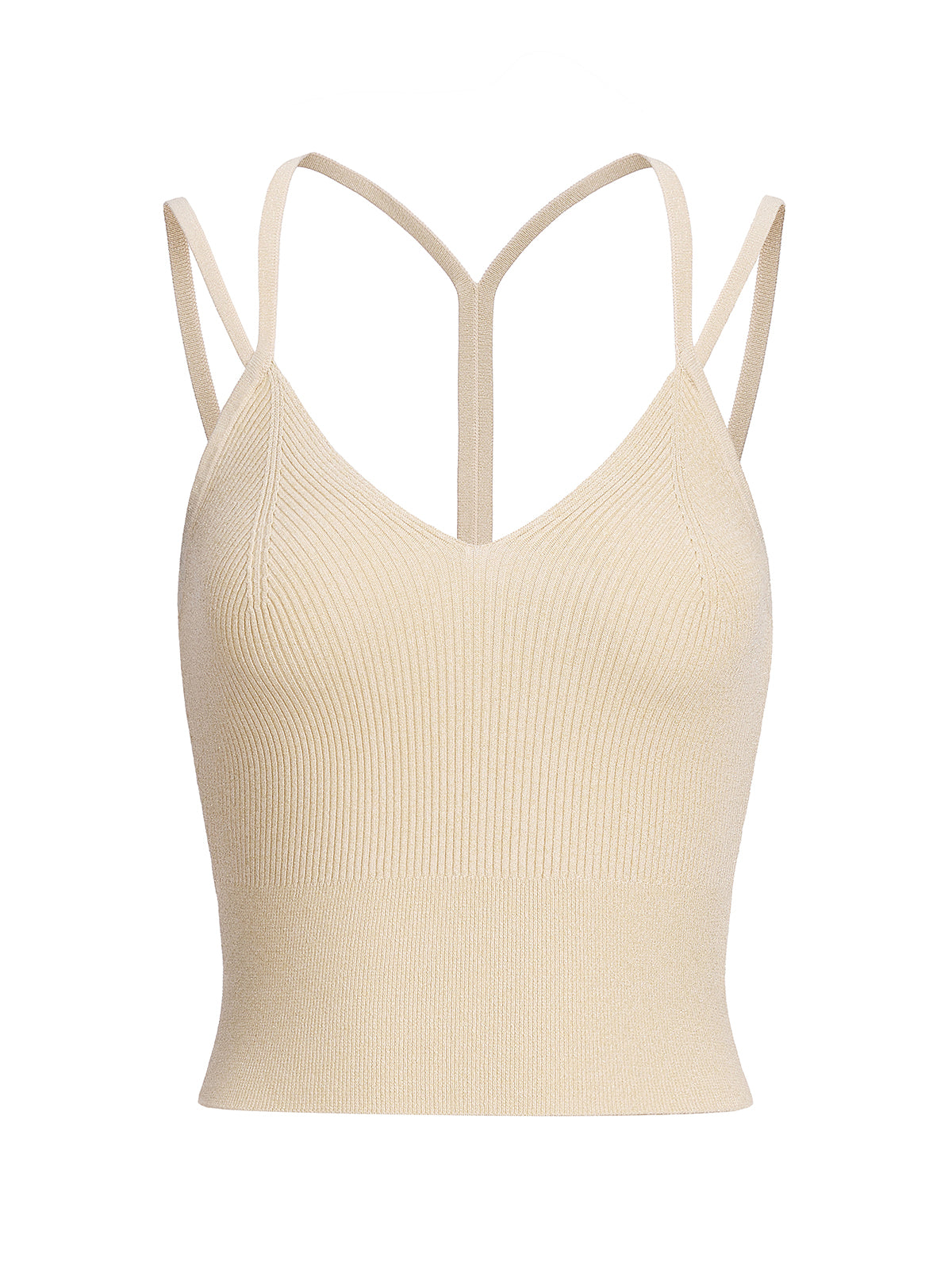 Closed Ribbed Knit Y Back Strap Top