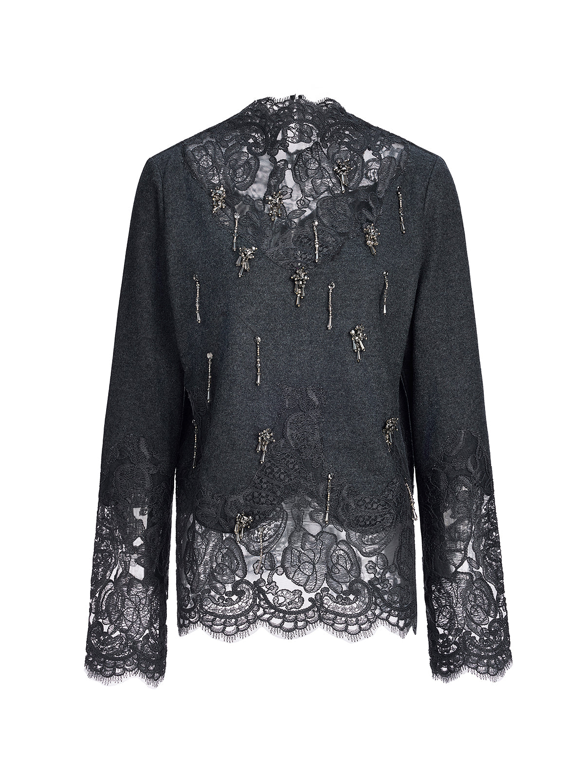 Merino Wool Lace Beaded Knit Top