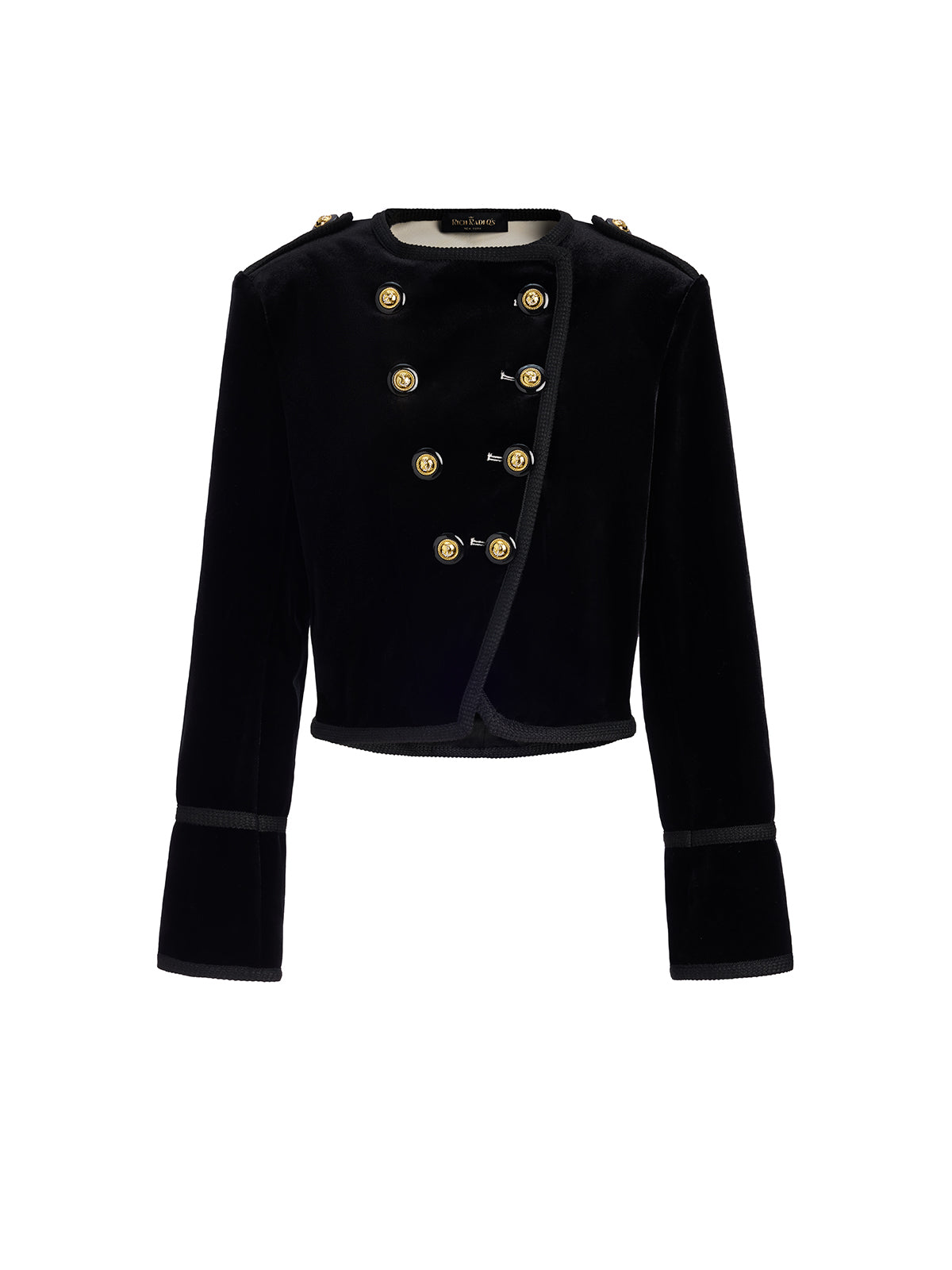 Retro Velvet Double-Breasted Asymmetrical Short Jacket