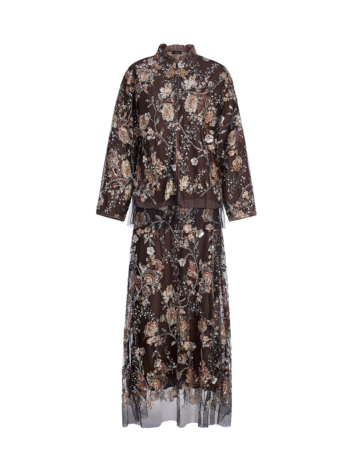 Haute Couture Beaded Floral Lace Set