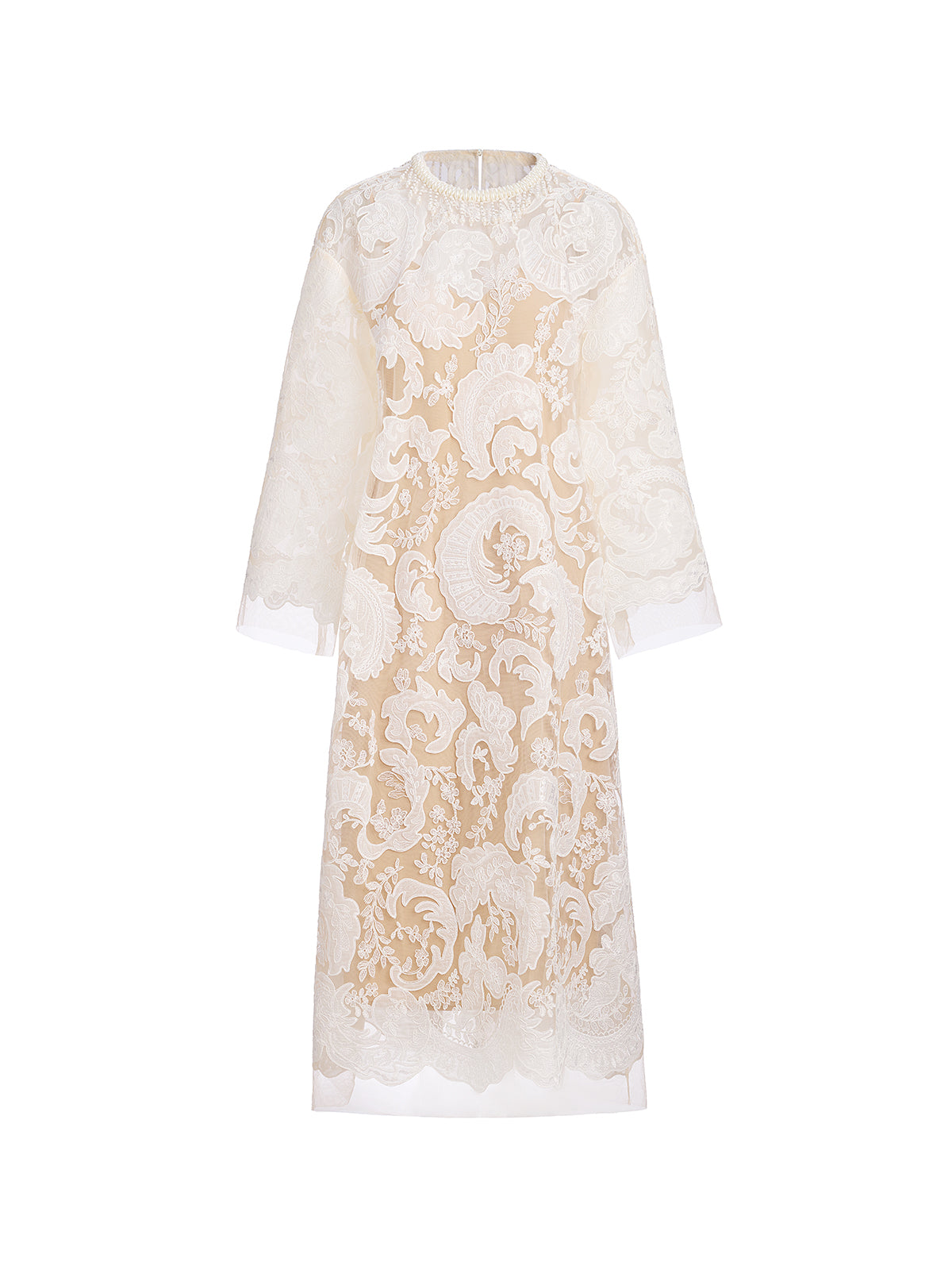 Custom Embroidered Lace Beaded Dress
