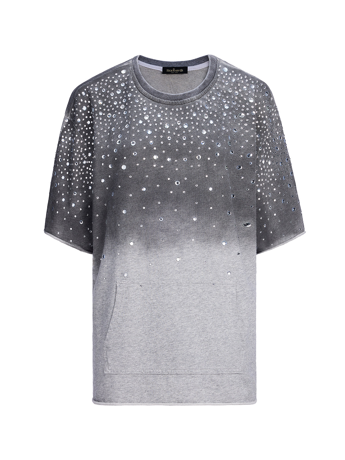 Gradient-Coated Rhinestone Knit Tee