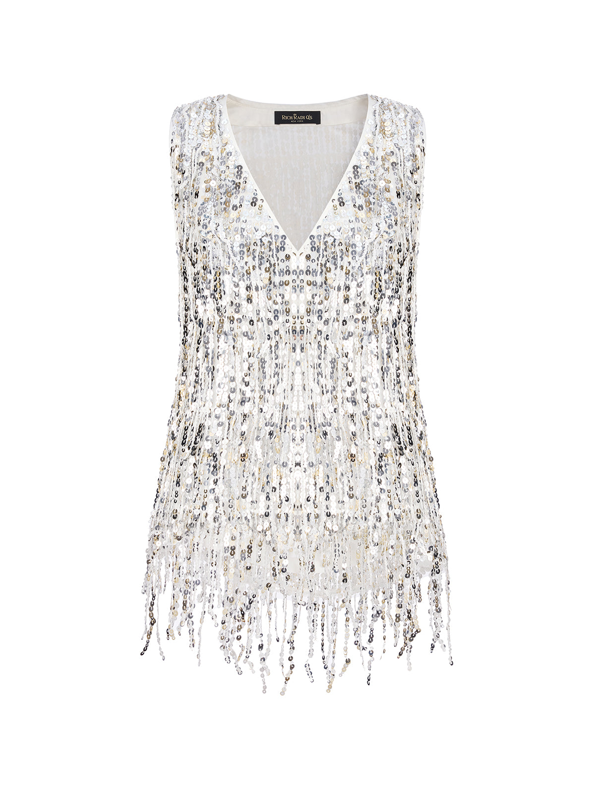 Tassel Sequin Embroidered V-Neck Vest