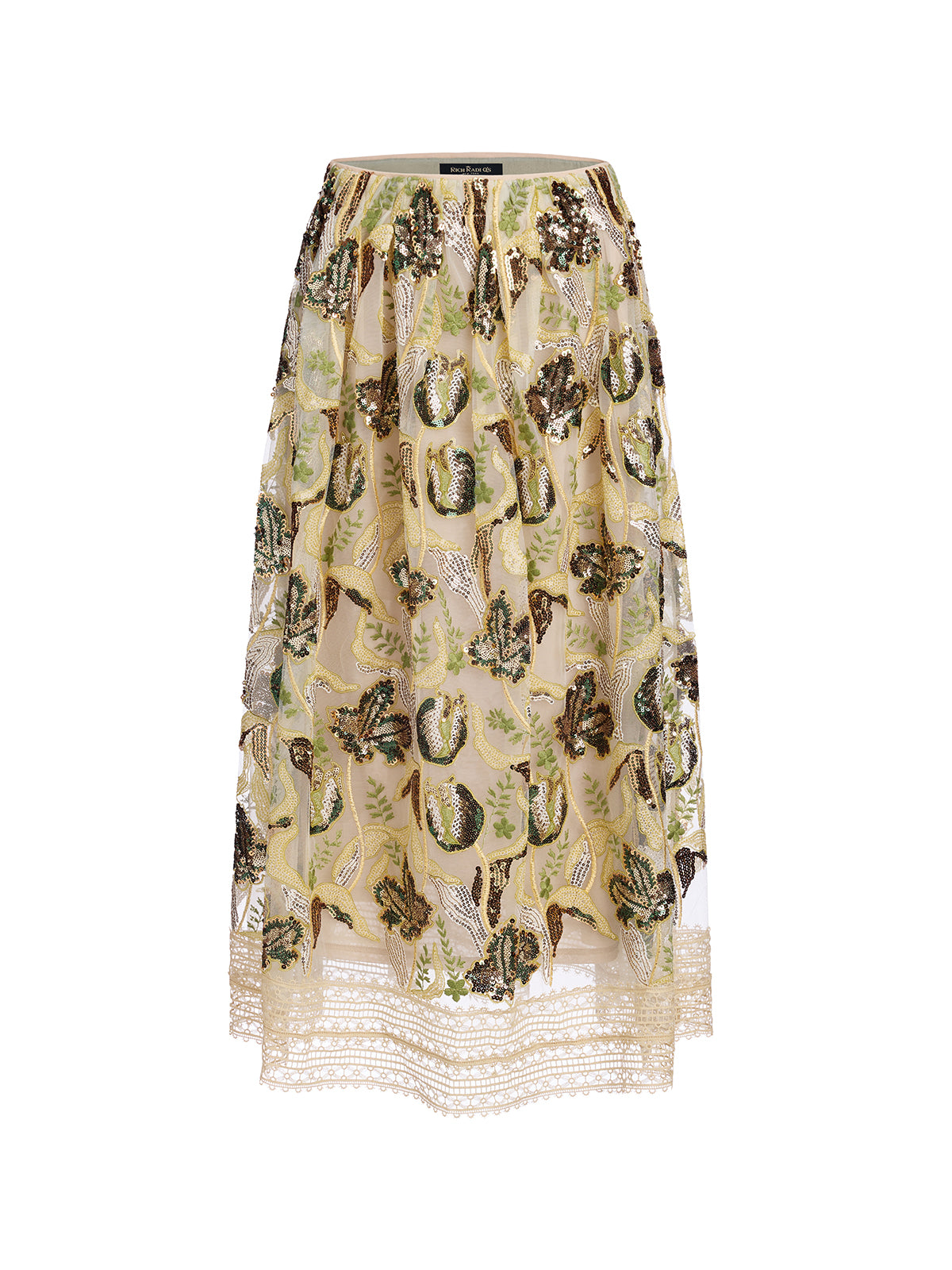 Sequin Lace Flared Skirt
