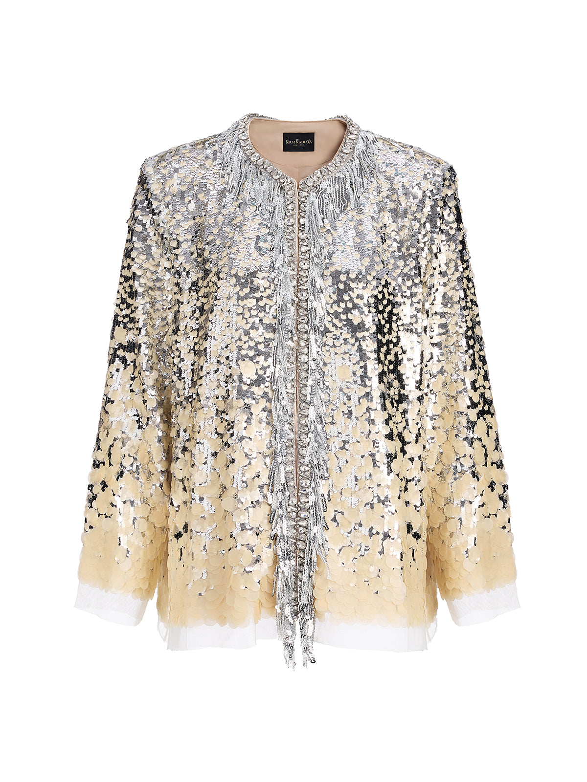 Luxurious Beaded Ombre Fringe Jacket