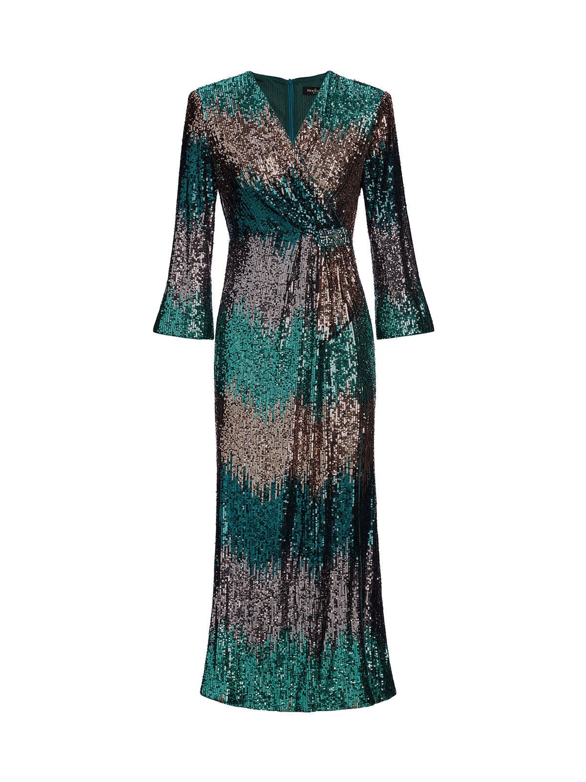 Gradient Sequin V-Neck Stretch Dress