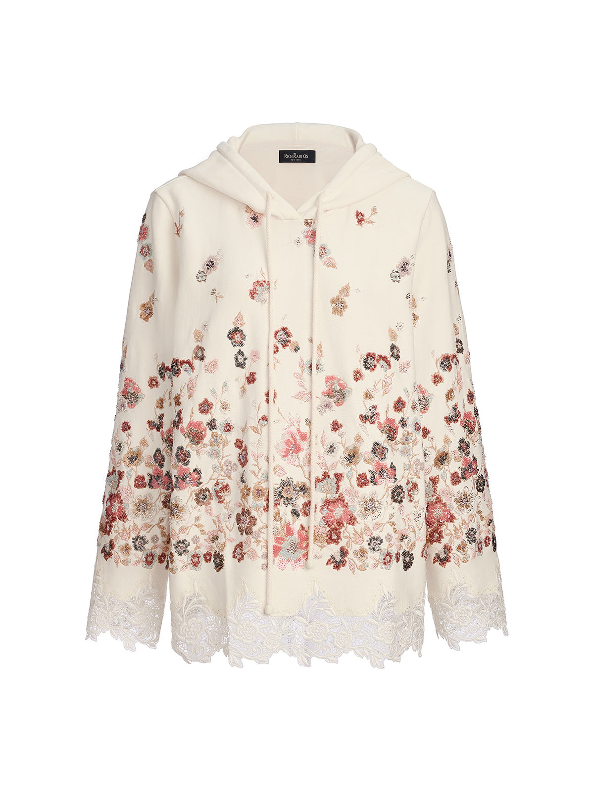 Final Sale | Floral Sequin Embroidered Knit Hoodie