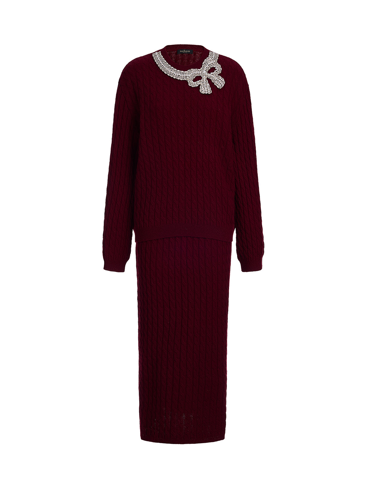 Knit Wool Handcrafted Crystal Bow Set (100% Wool)
