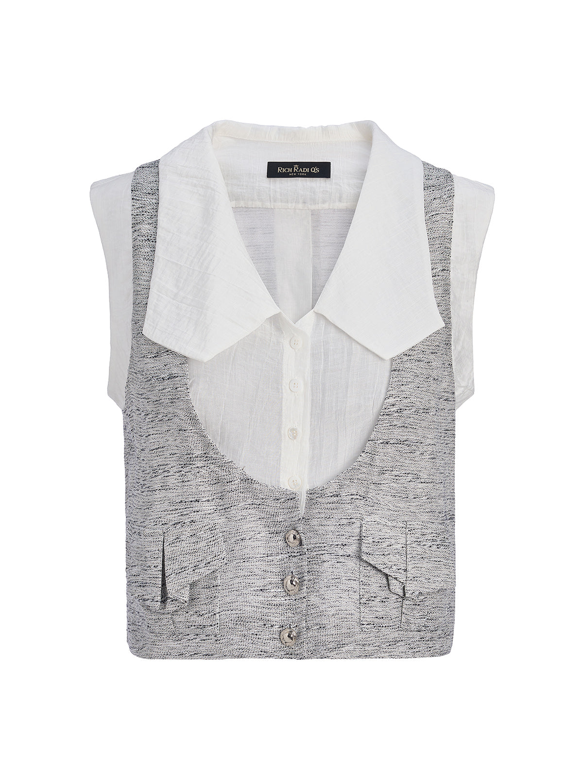 Light Grey Artistic Layered Top