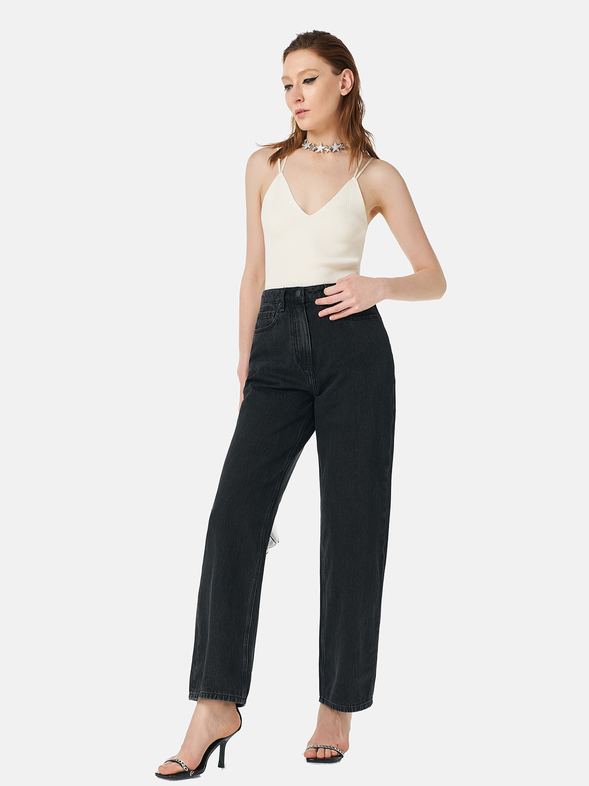 Ribbed Knit Double Straps Top