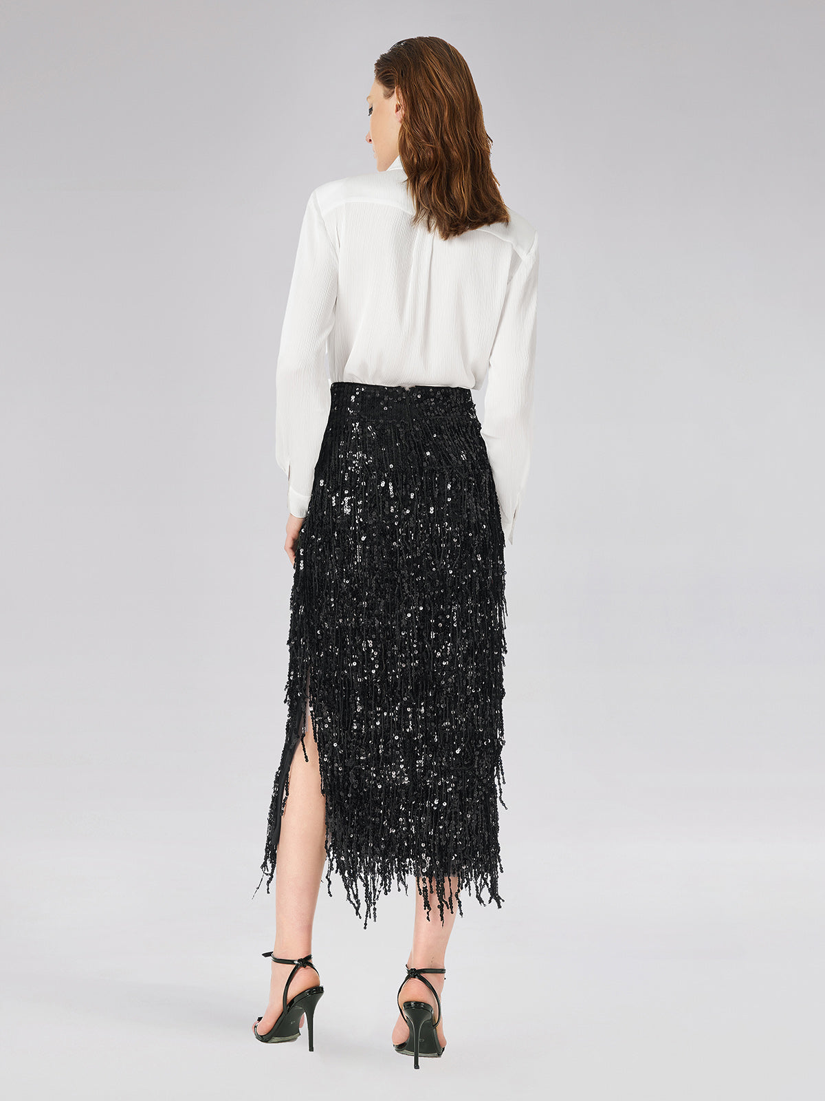 Tassel Sequin Midi Skirt-Star Queen