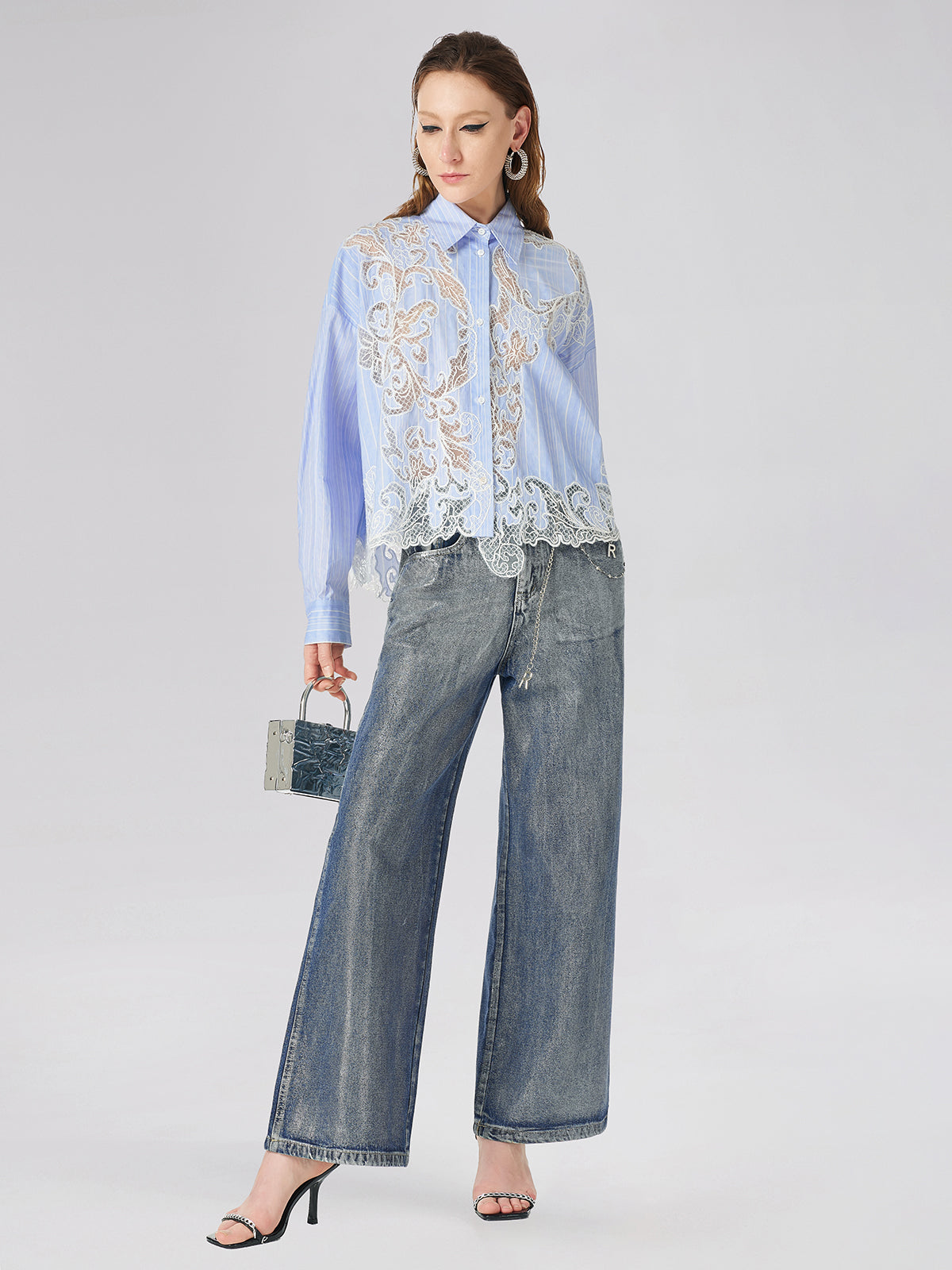 Final Sale | Lace Positioned Embroidered Shirt