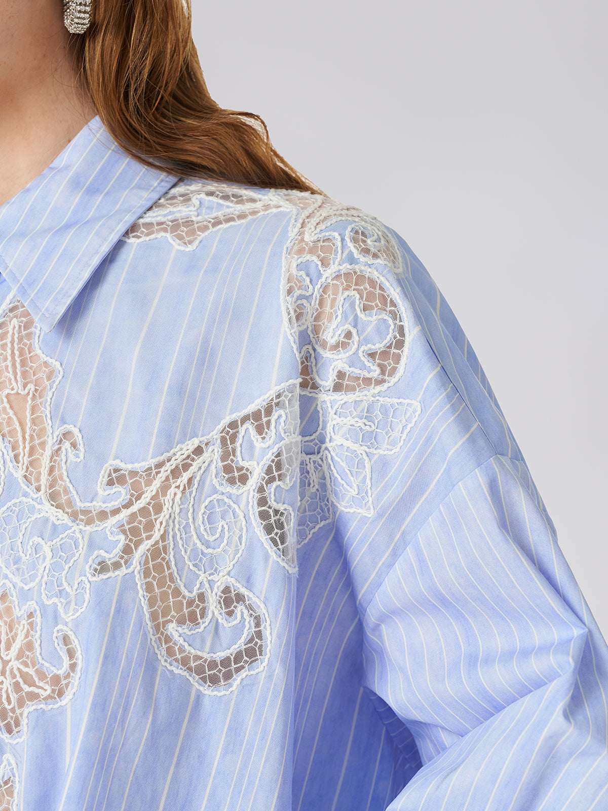 Lace Positioned Embroidered Shirt