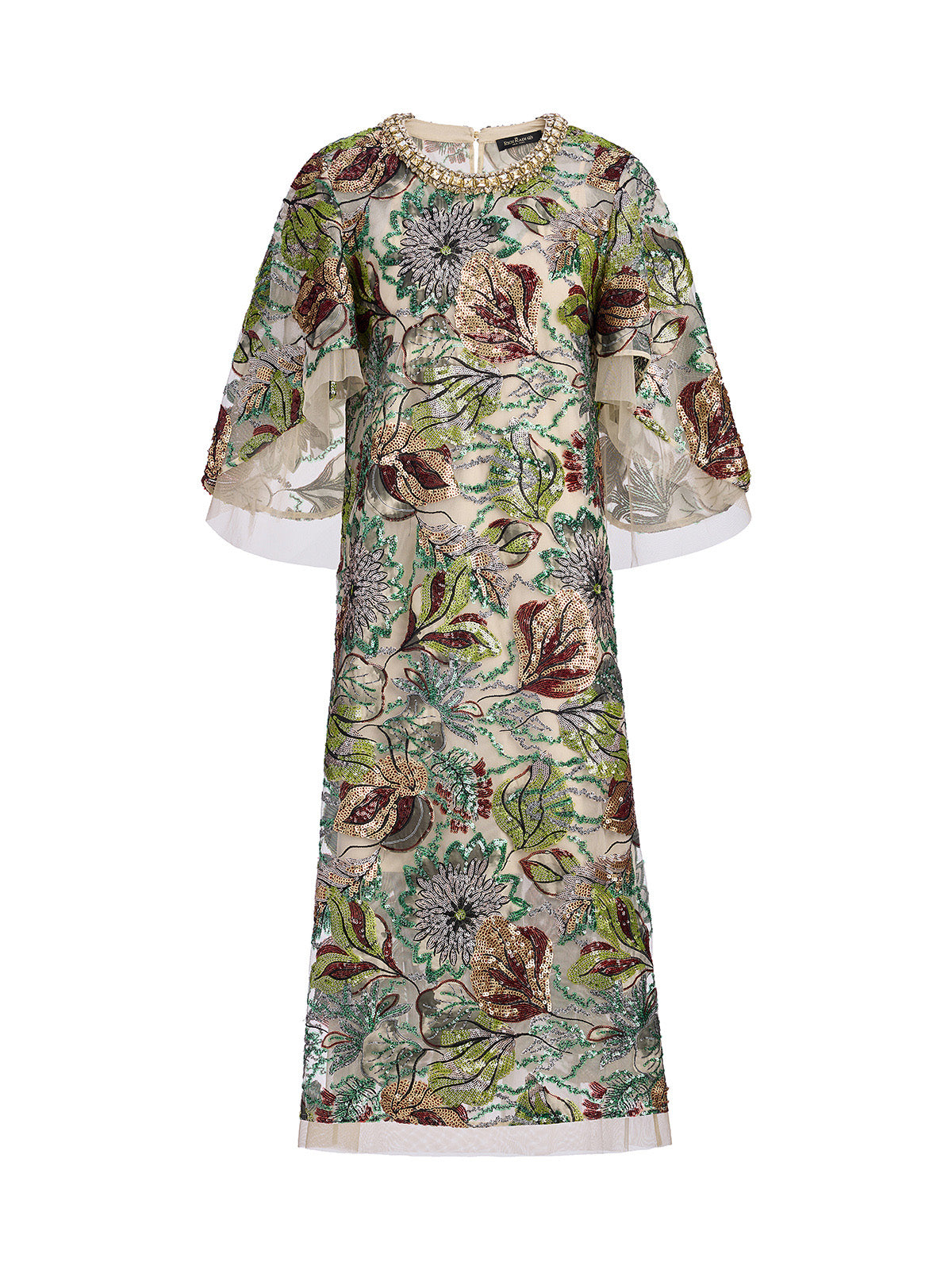 Three-Quarter Sleeves Sequin Maxi Dress