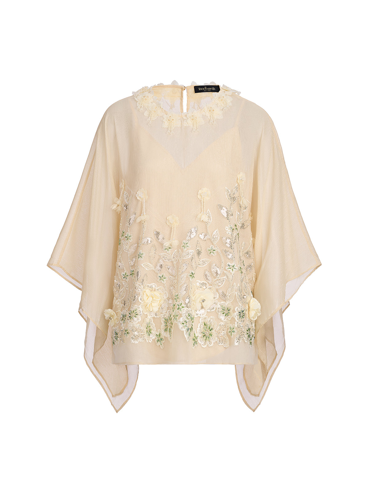 Embellished Floral Sequin Chiffon Blouse