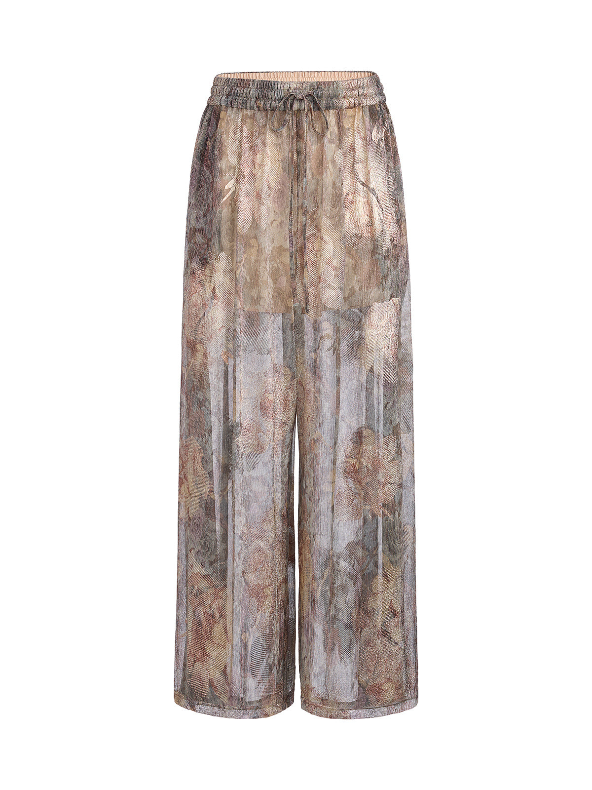 Final Sale | Foil-Printed Lurex Knit Drawstring Pants
