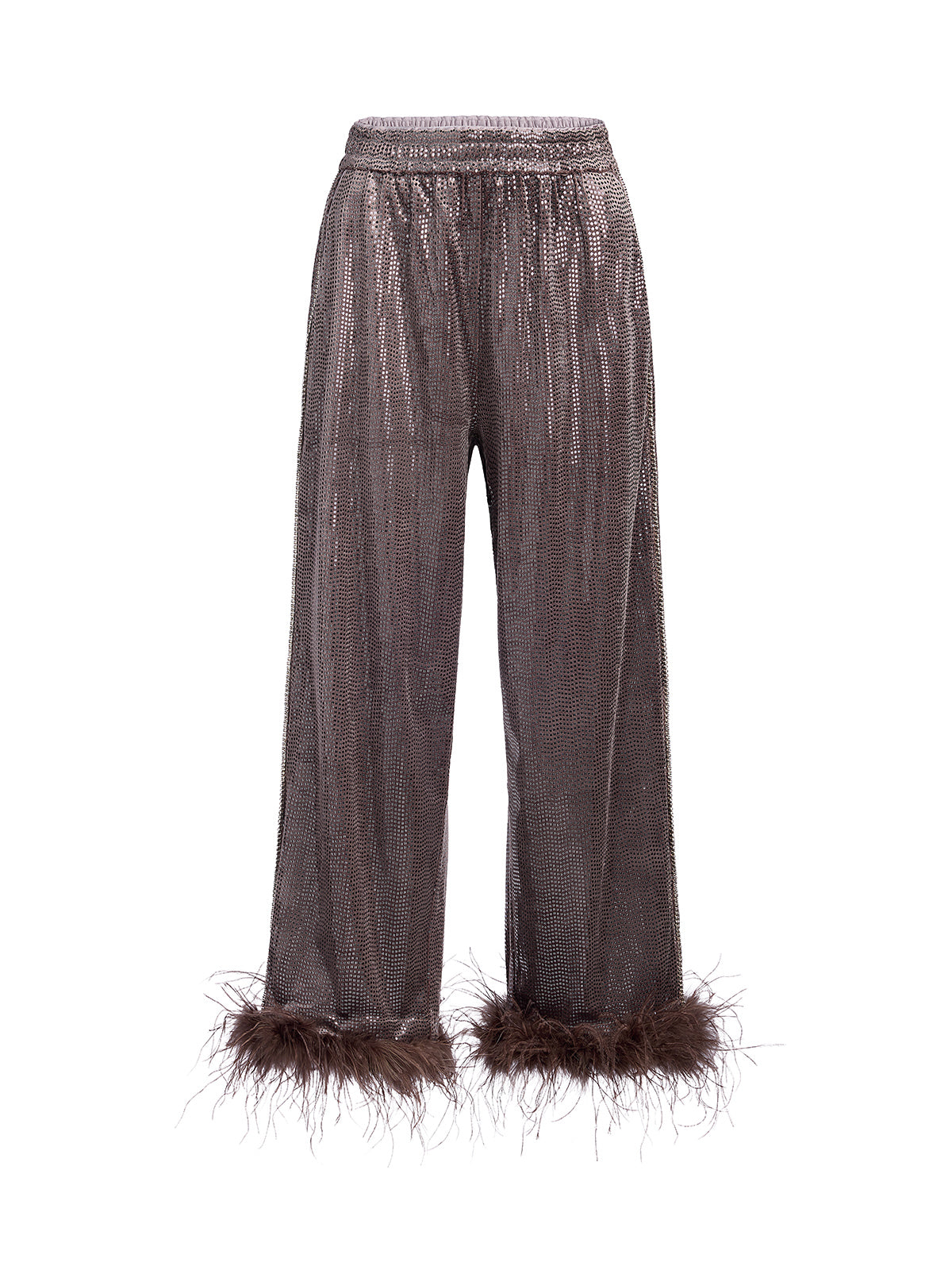 Hand-Sewn Feather Detachable Elastic Waist Pants
