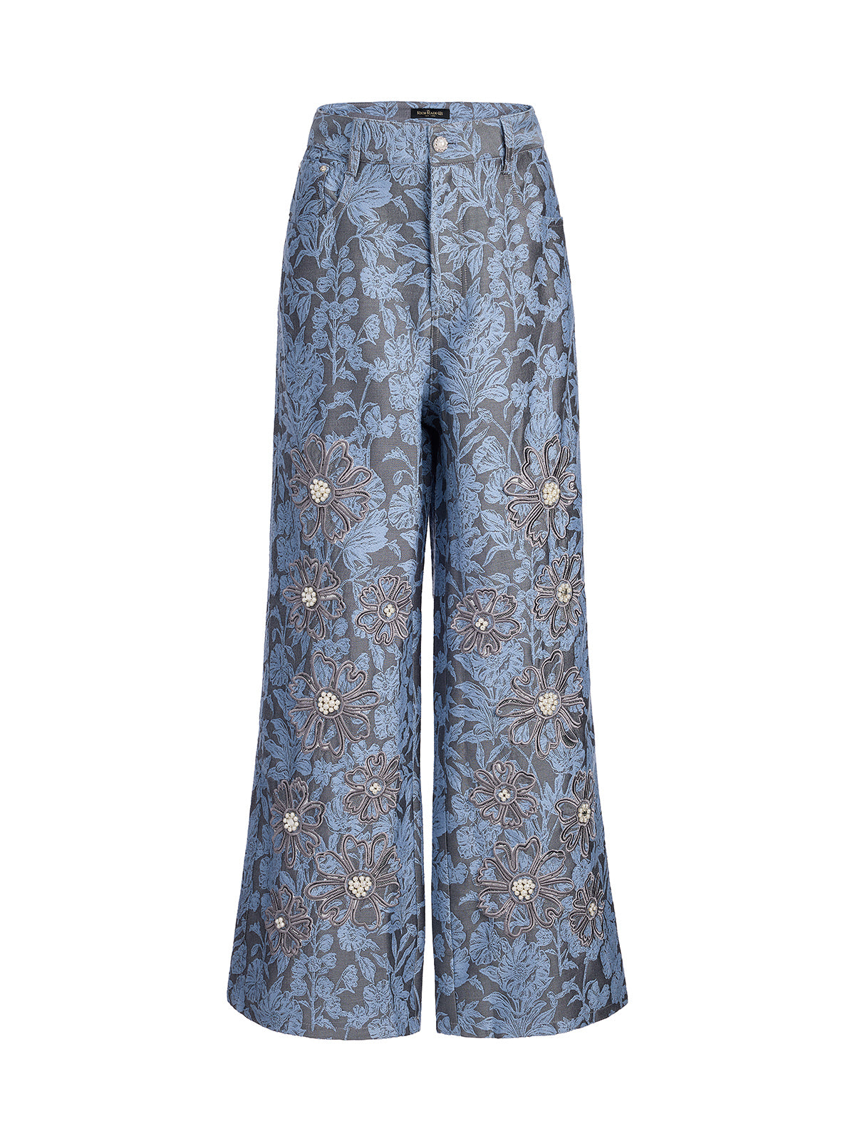 Jacquard Laser-Cut Crystal-Embellished Pants