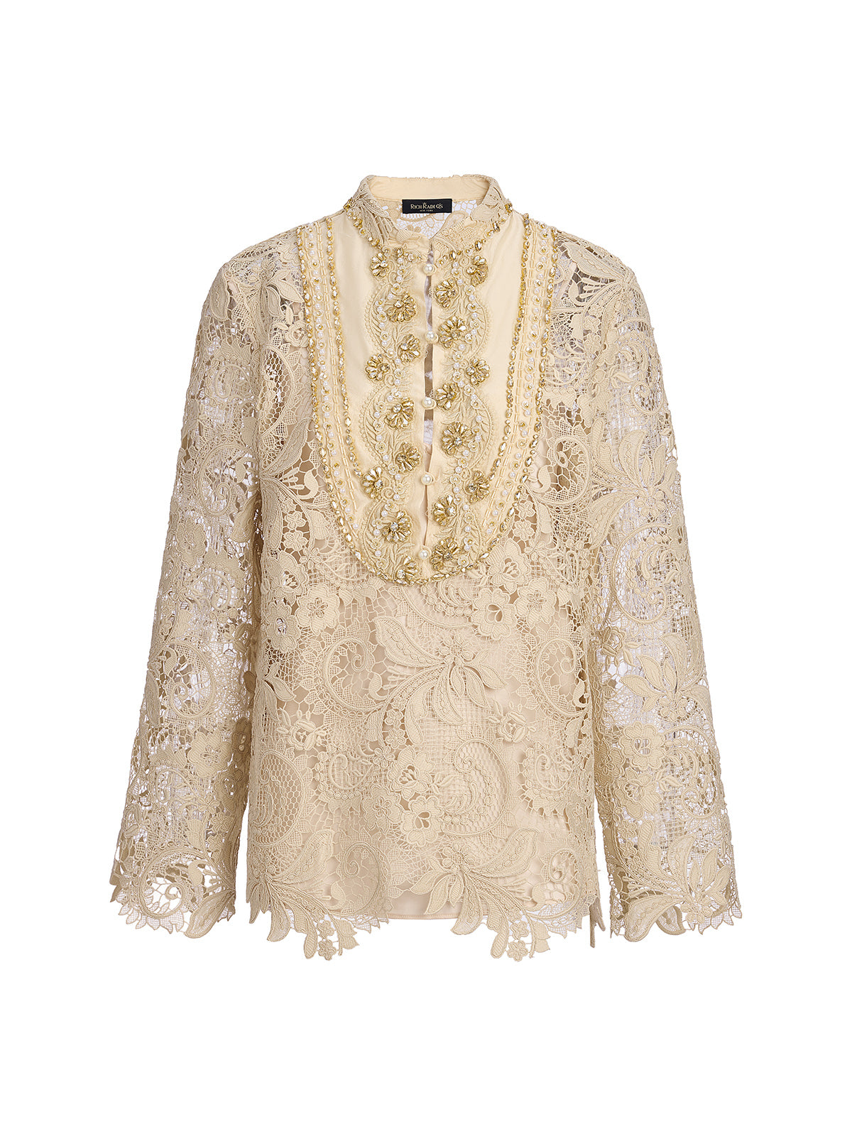 Guipure Lace Baroque Beaded Top