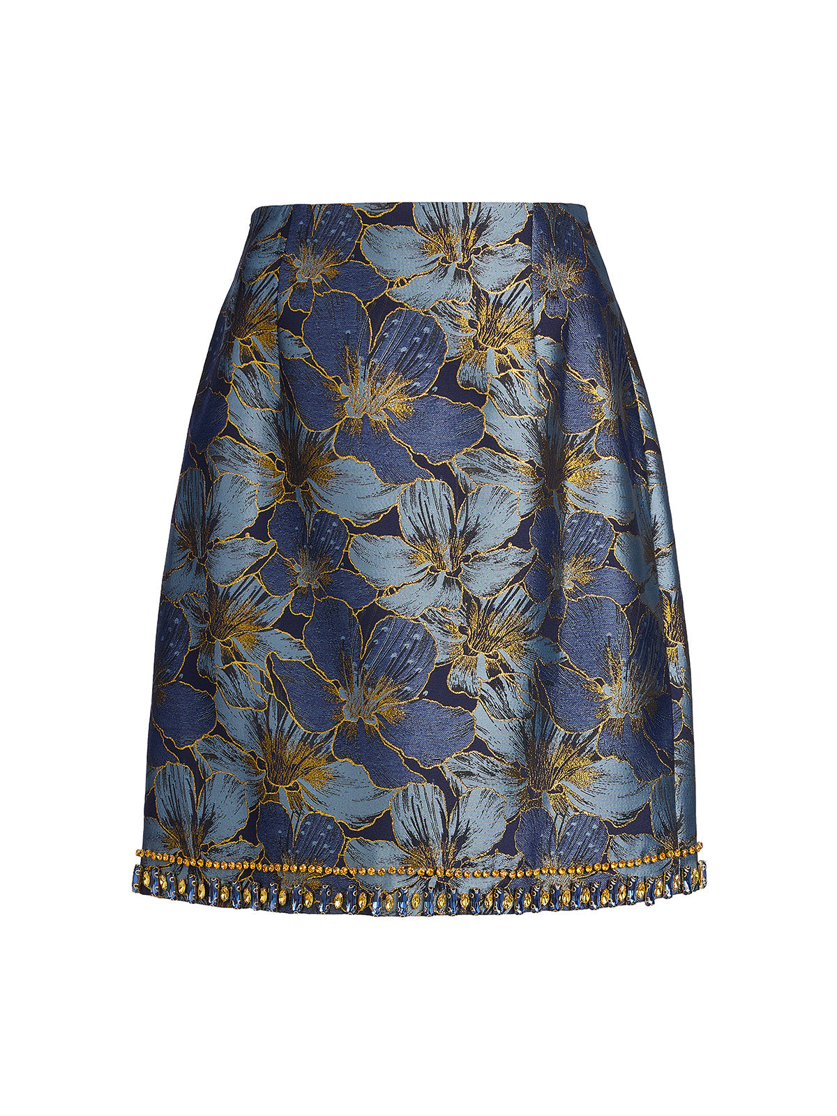 Hand-Sewn Crystal Jacquard A-Line Mini Skirt