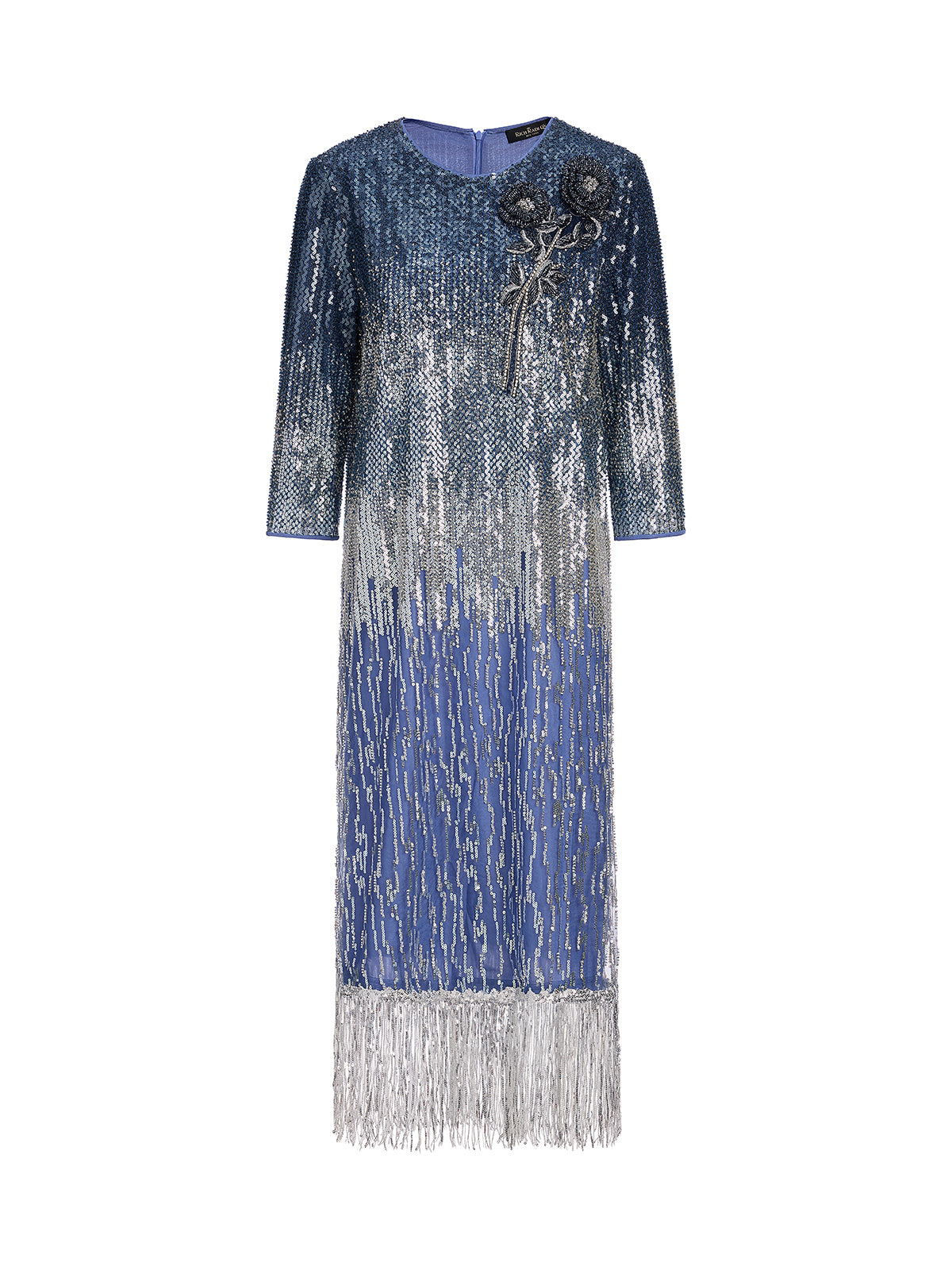 Fringe Gradient Sequin 3D Floral Dress
