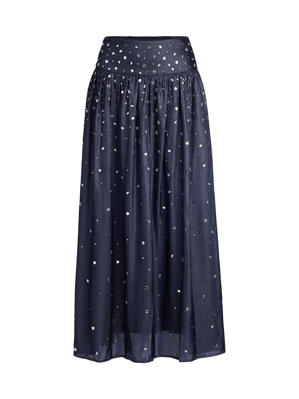 Rhinestone Satin Flare Skirt