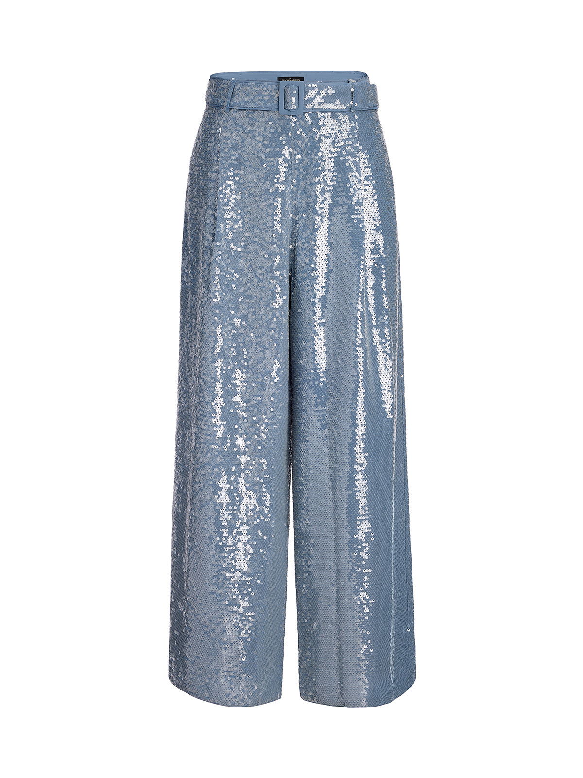 Sequin Belted Wide-Leg Pants