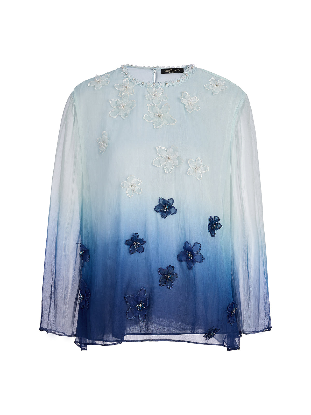 Eco Gradient-Dyed Floral-Embellished Blouse