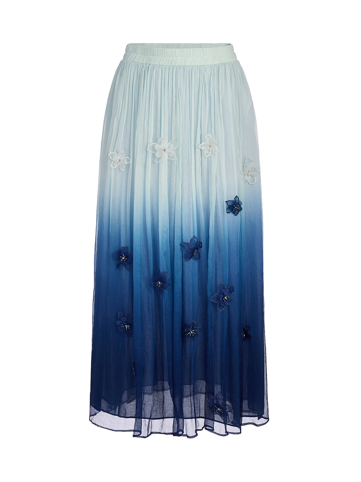 Eco Gradient-Dyed Floral-Embellished Skirt