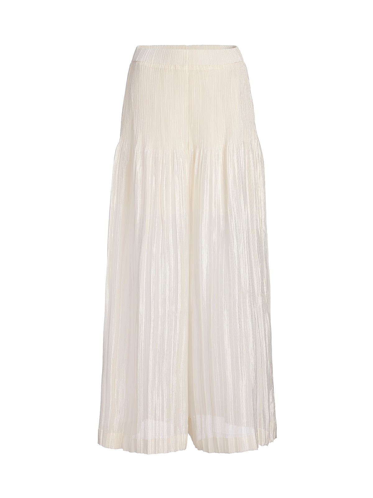 Art Pleated Elastic-Waist Wide-Leg Pants