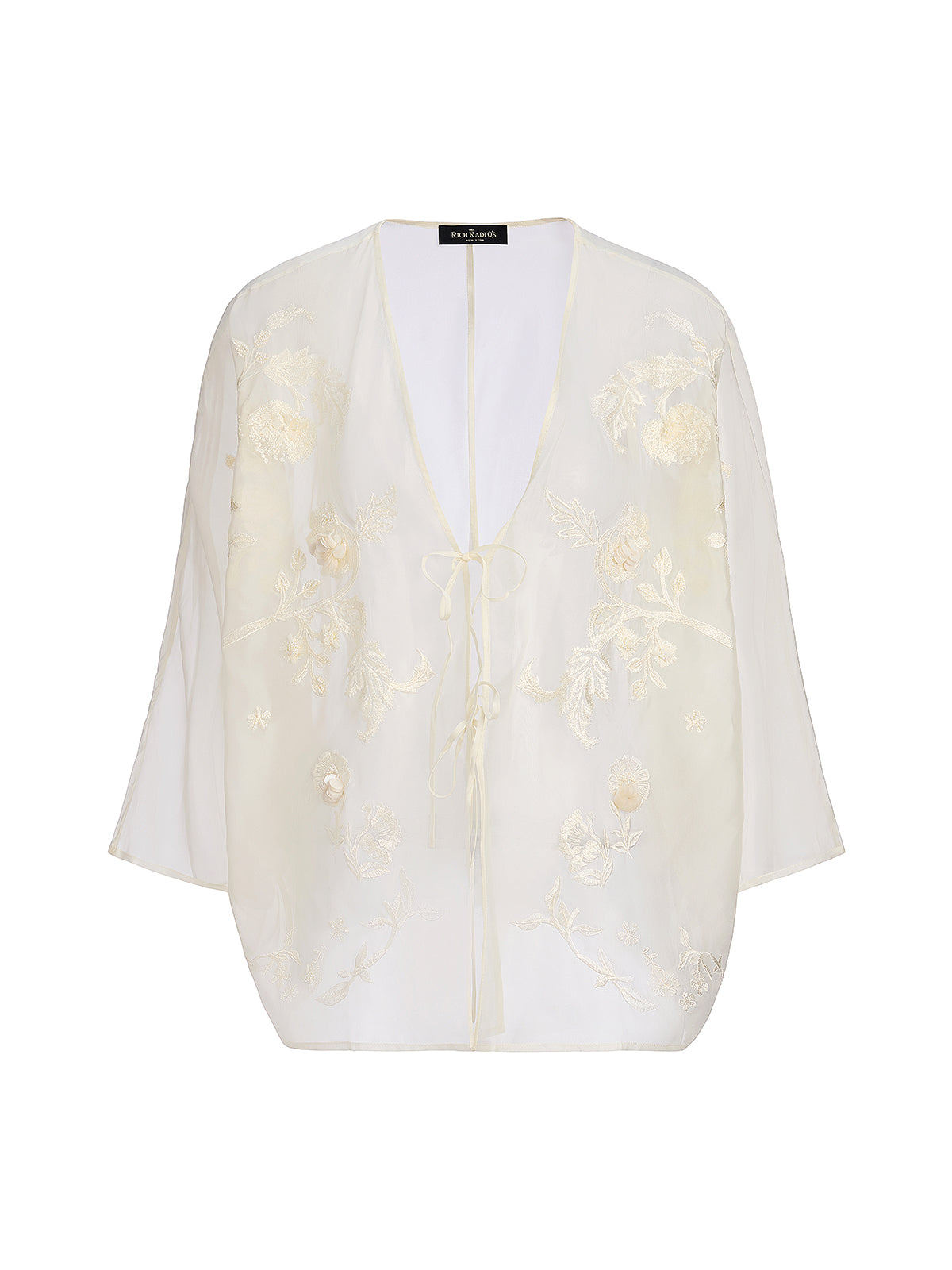 Embroidered Beaded Organza Batwing Shawl