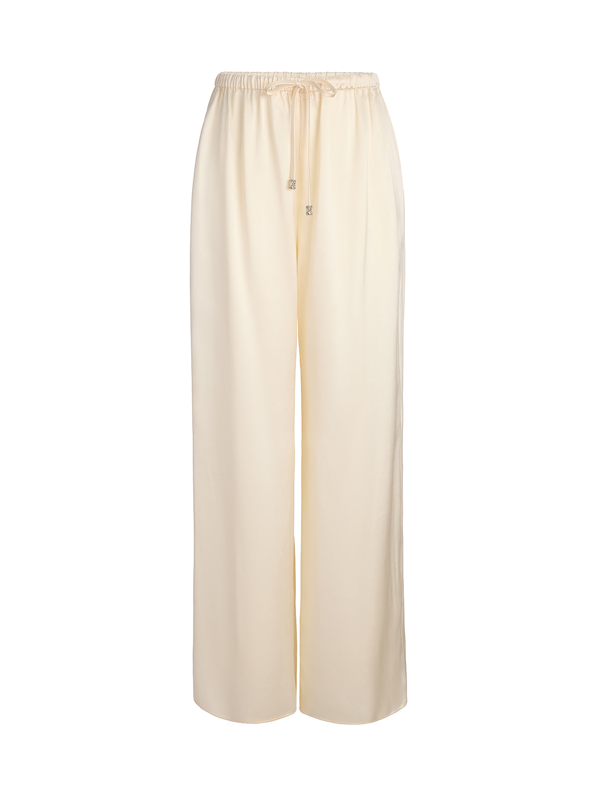 Acetate Elastic-Waist Straight Wide-Leg Pants