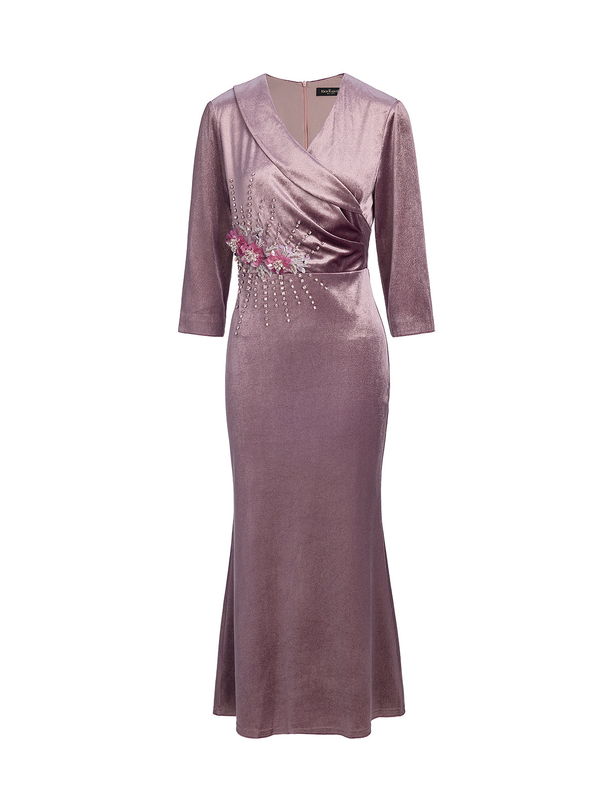 Velvet Hand-Embroidered Beaded Mermaid Dress