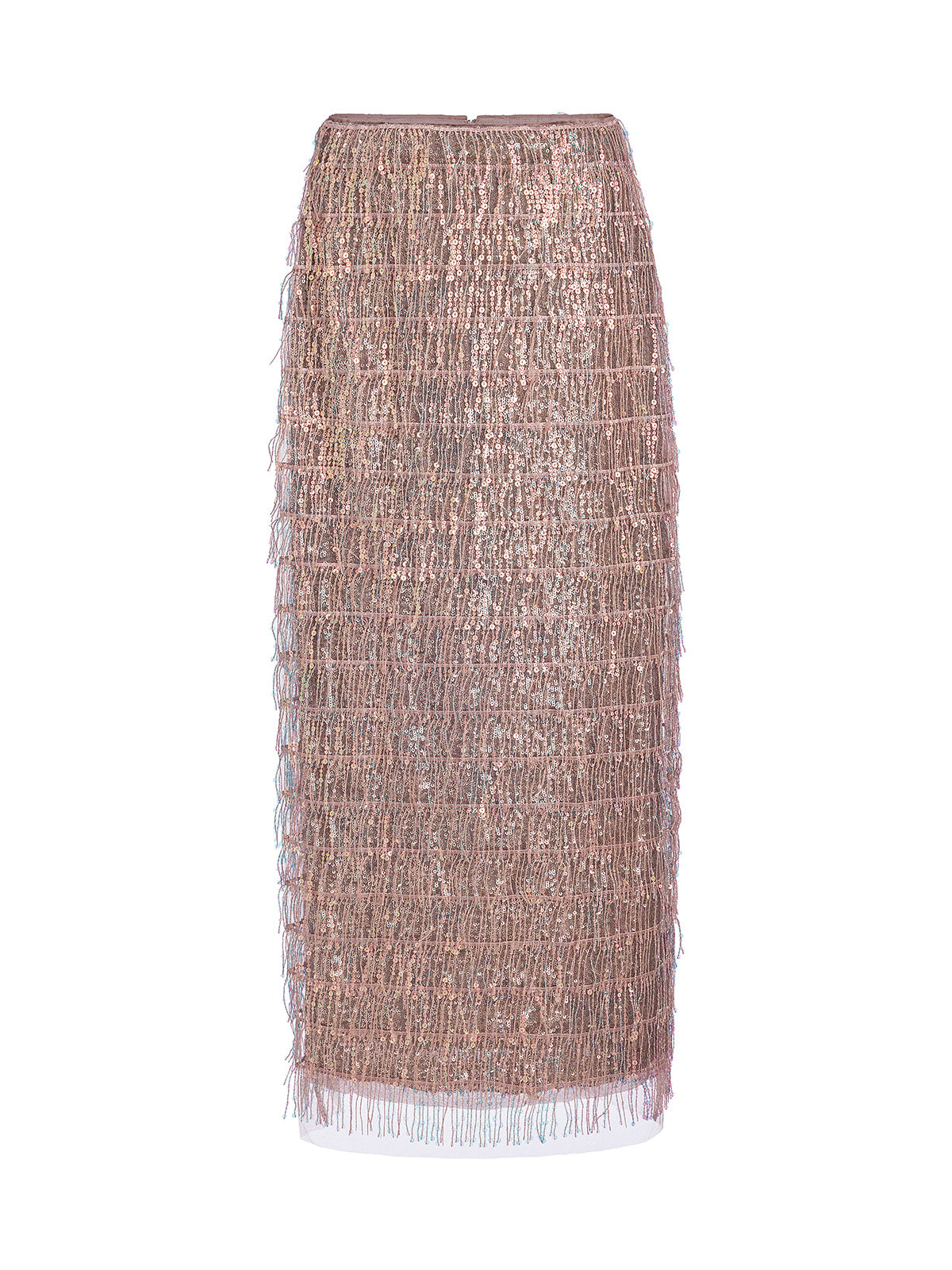 Back Slit Sequin Fringe Skirt
