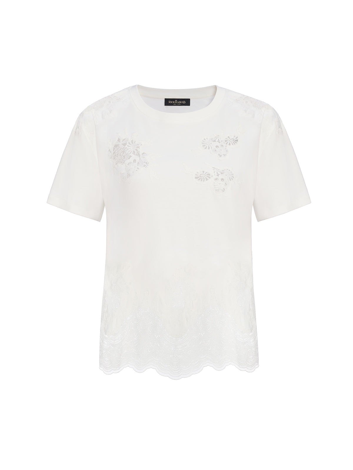 Fashion Lace-Trimmed Cotton Tee
