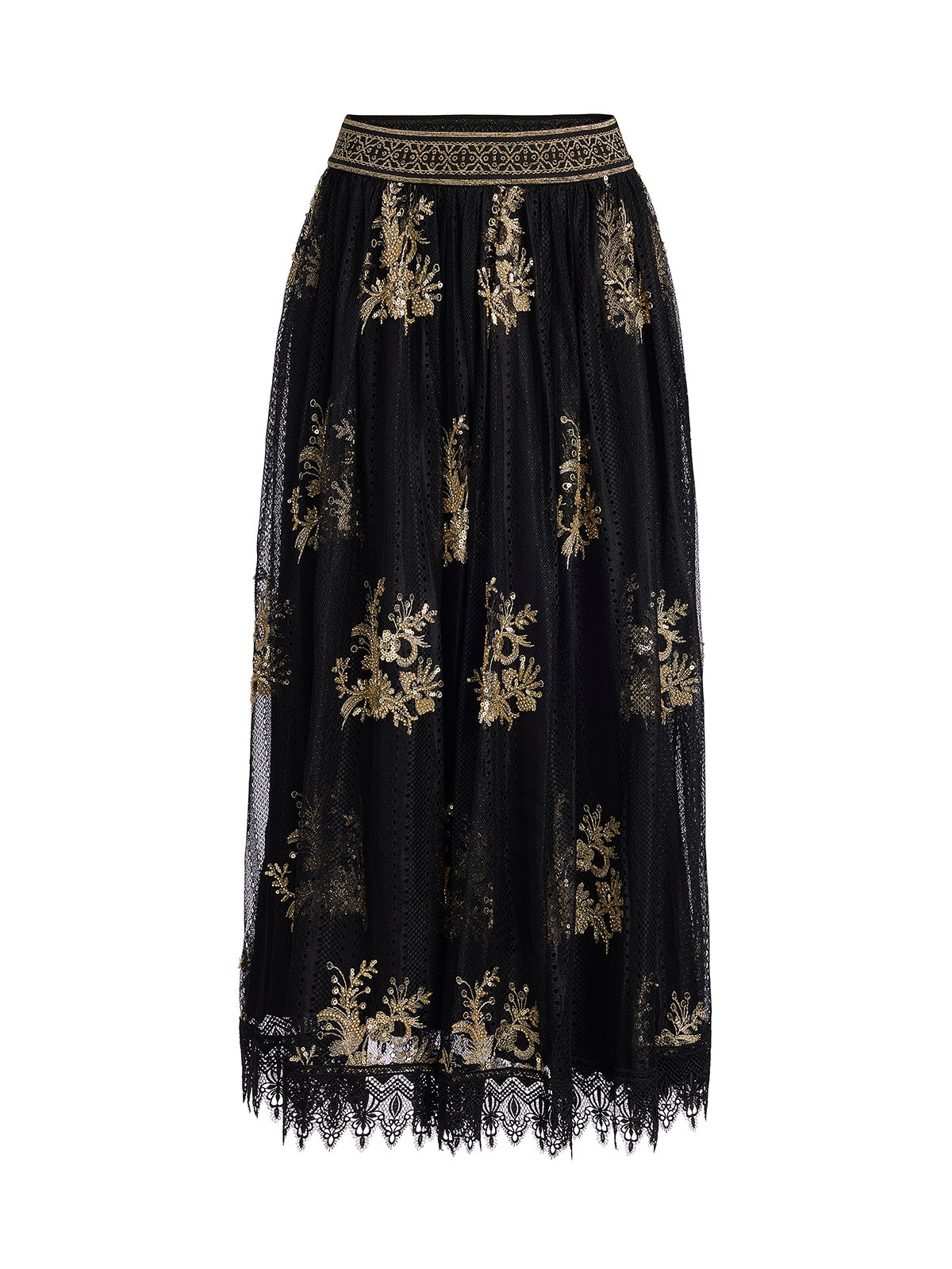 Embroidered Luxe Mesh Skirt